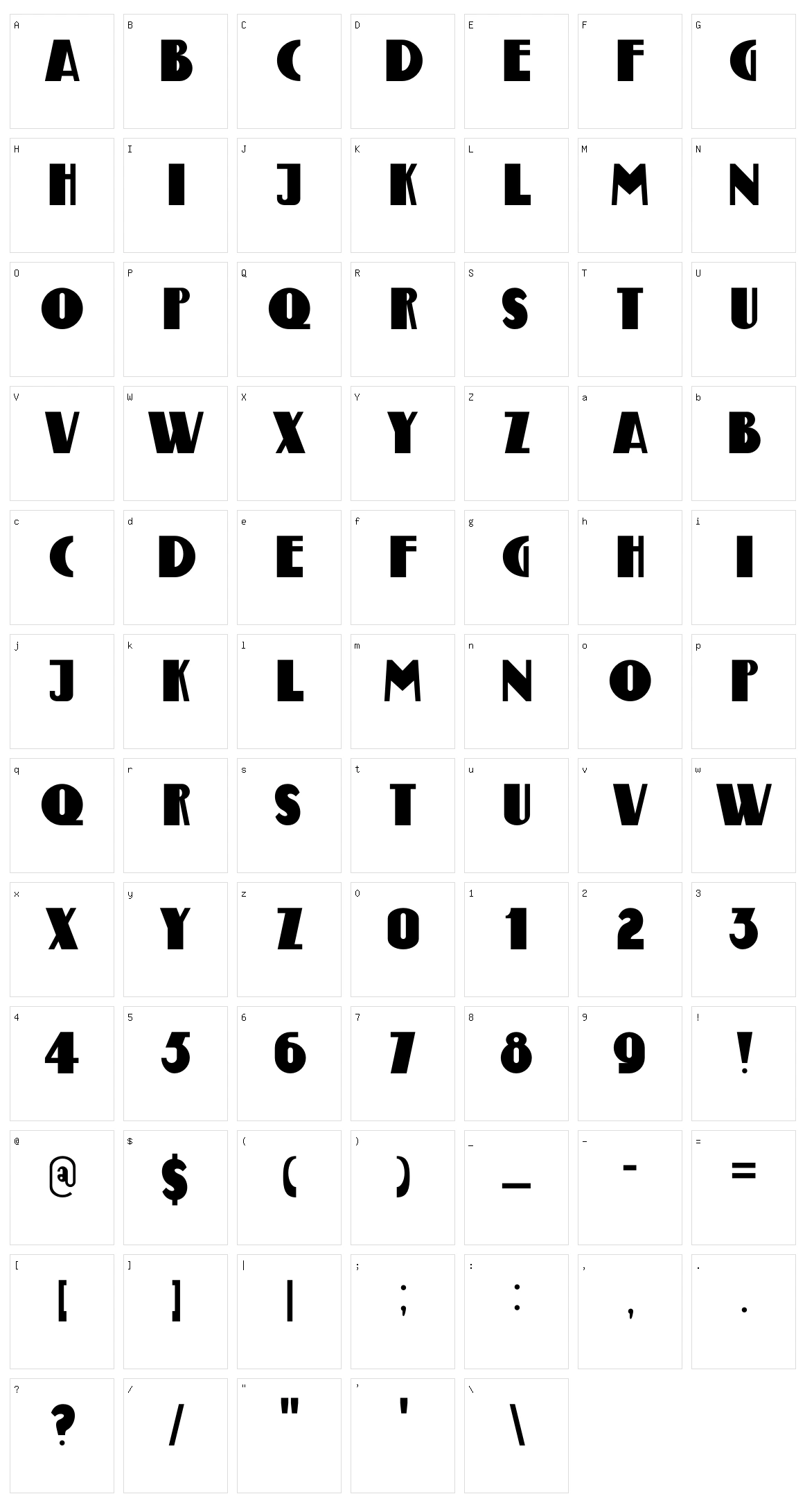 DK Bungehuis Character Set