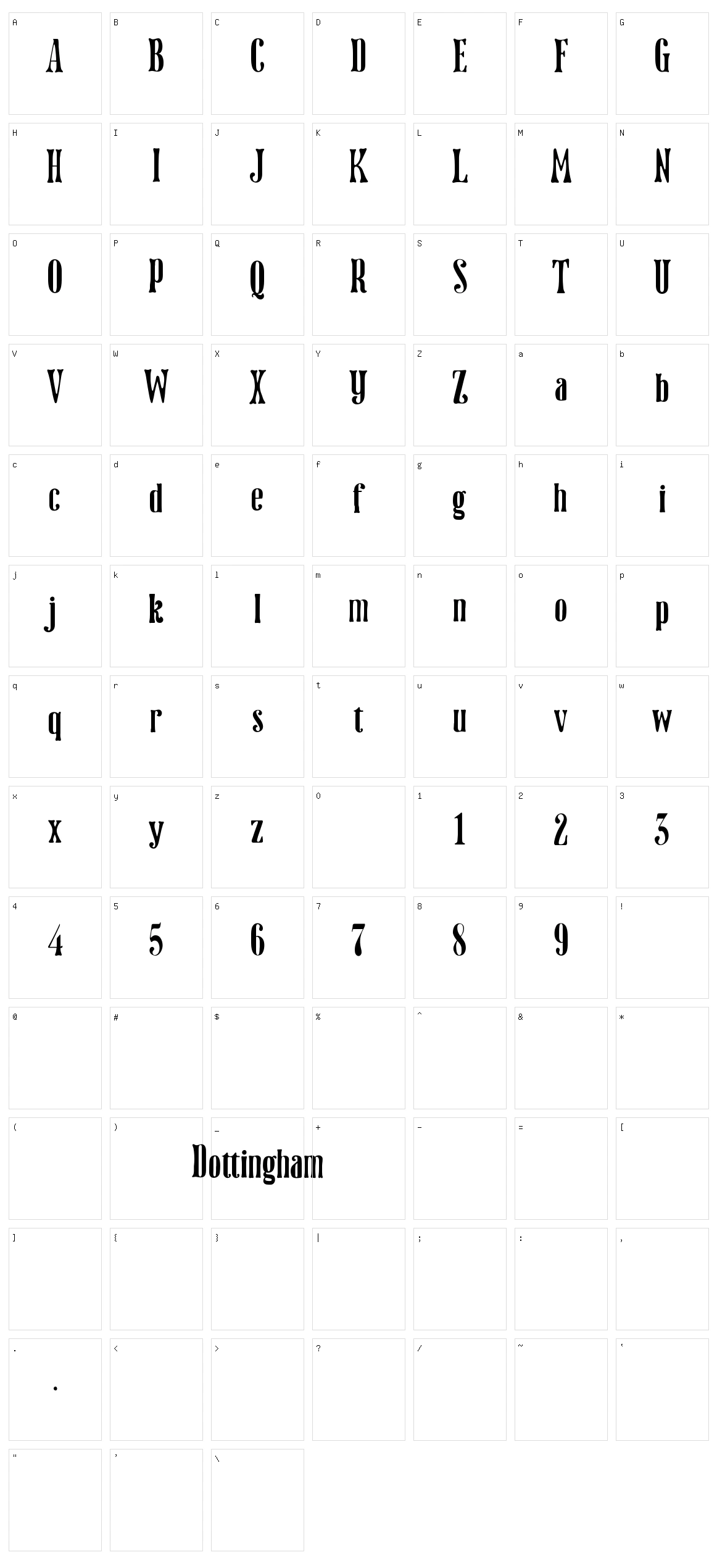 Dottingham Character Set