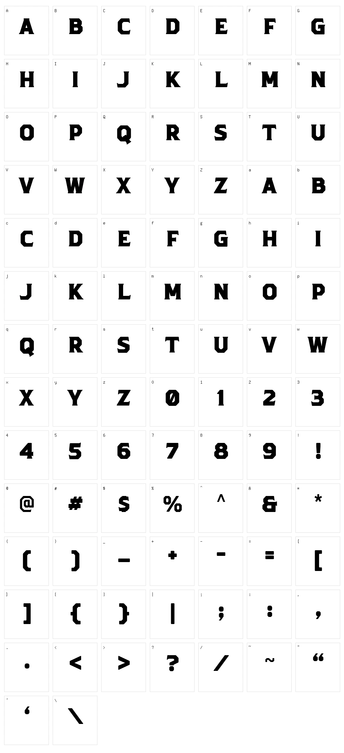 Duhline Serif Character Set