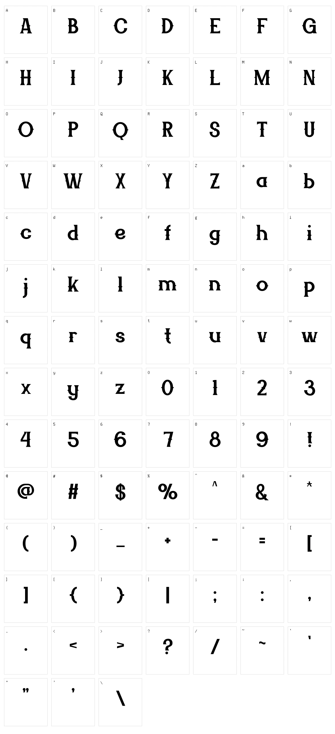 Dustery Character Set