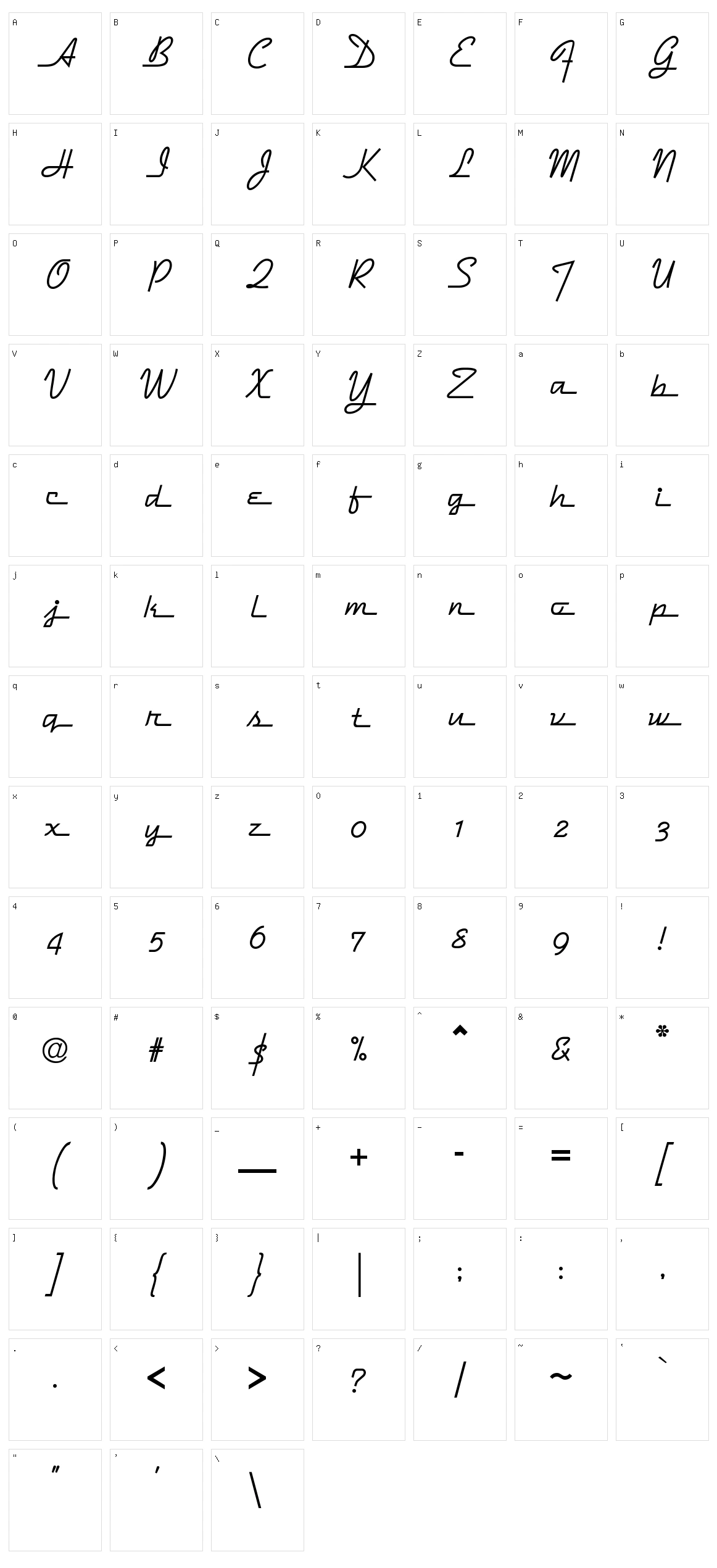 Dymaxion Script Character Set