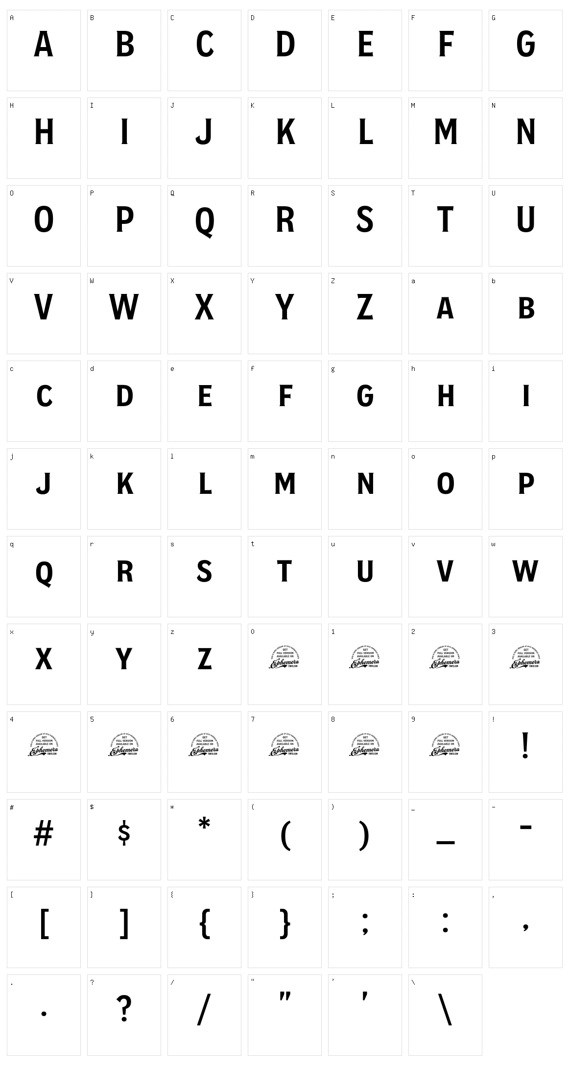 EFCO Overhold Character Set