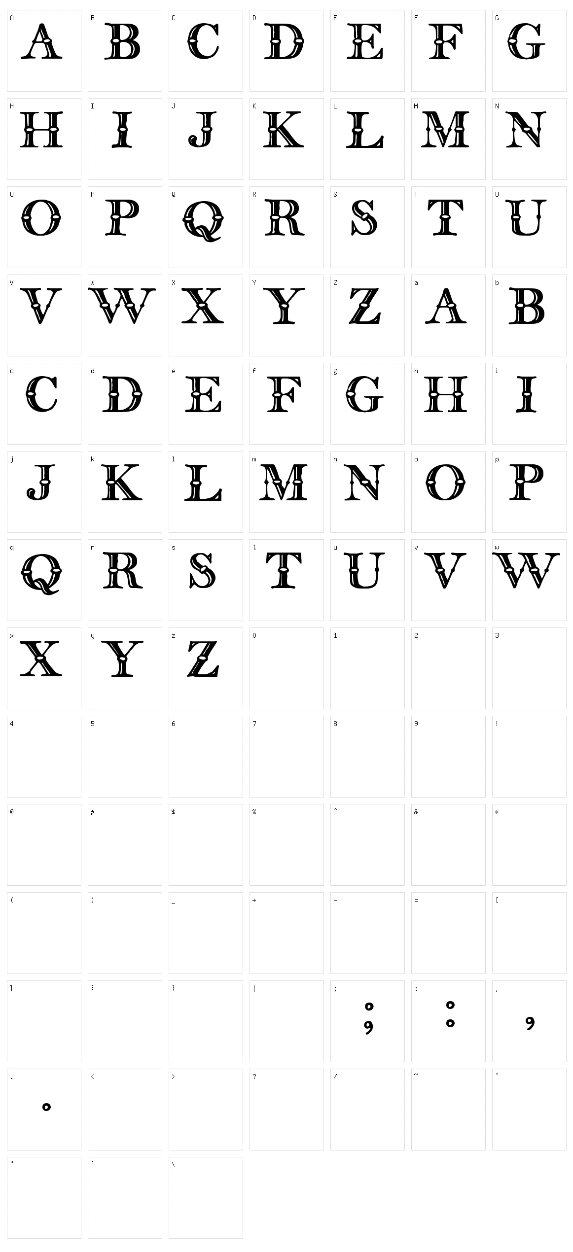 English Two Line TFB Character Set