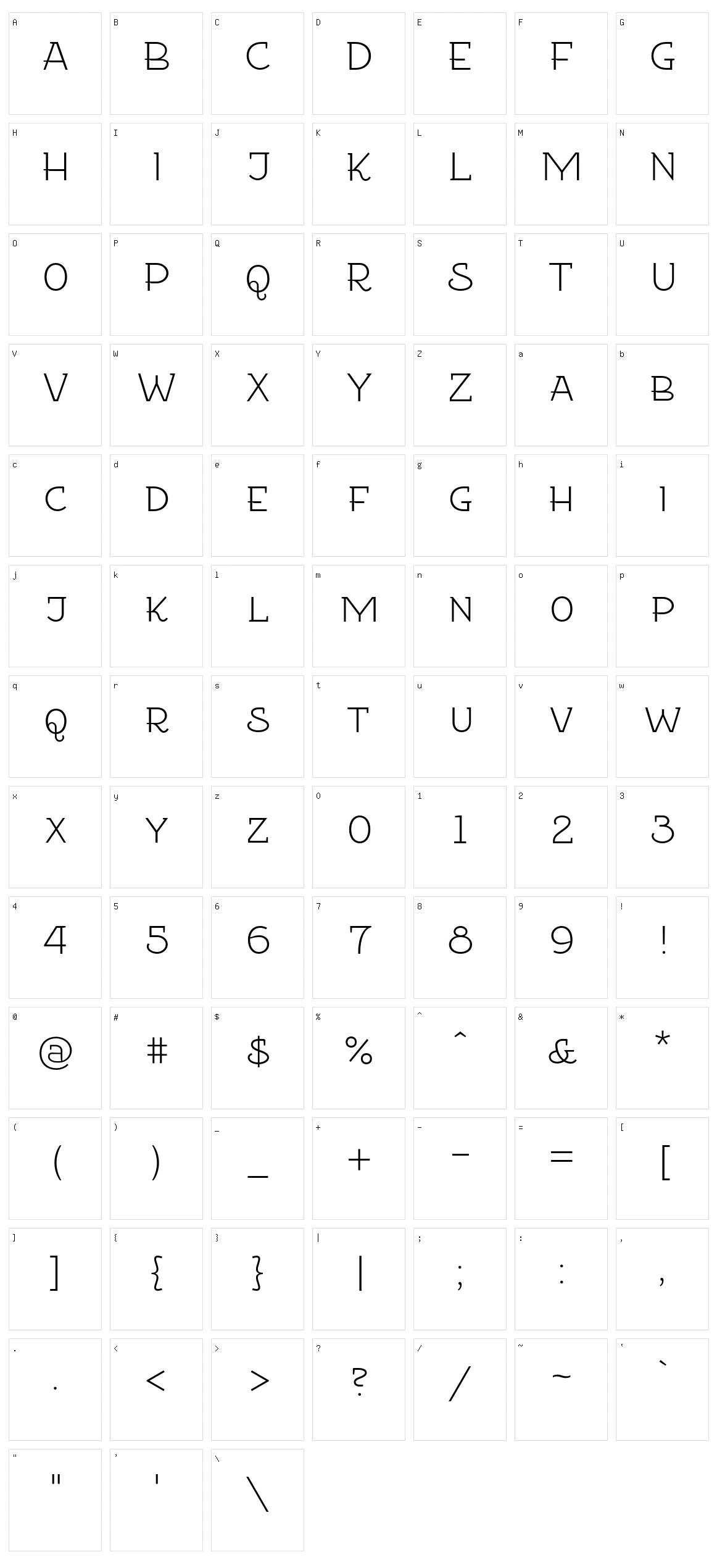 Etharnig Character Set