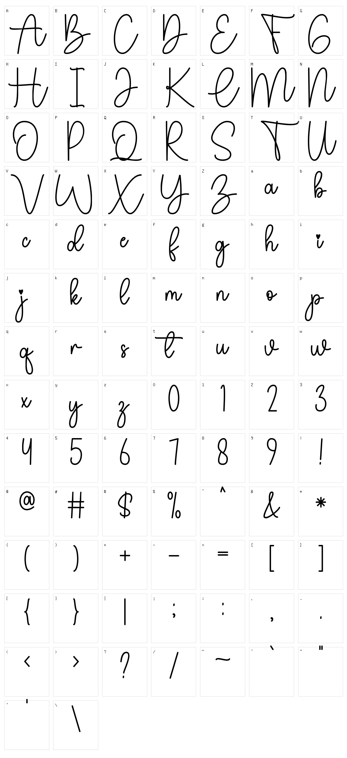 Jesica Justine Character Set