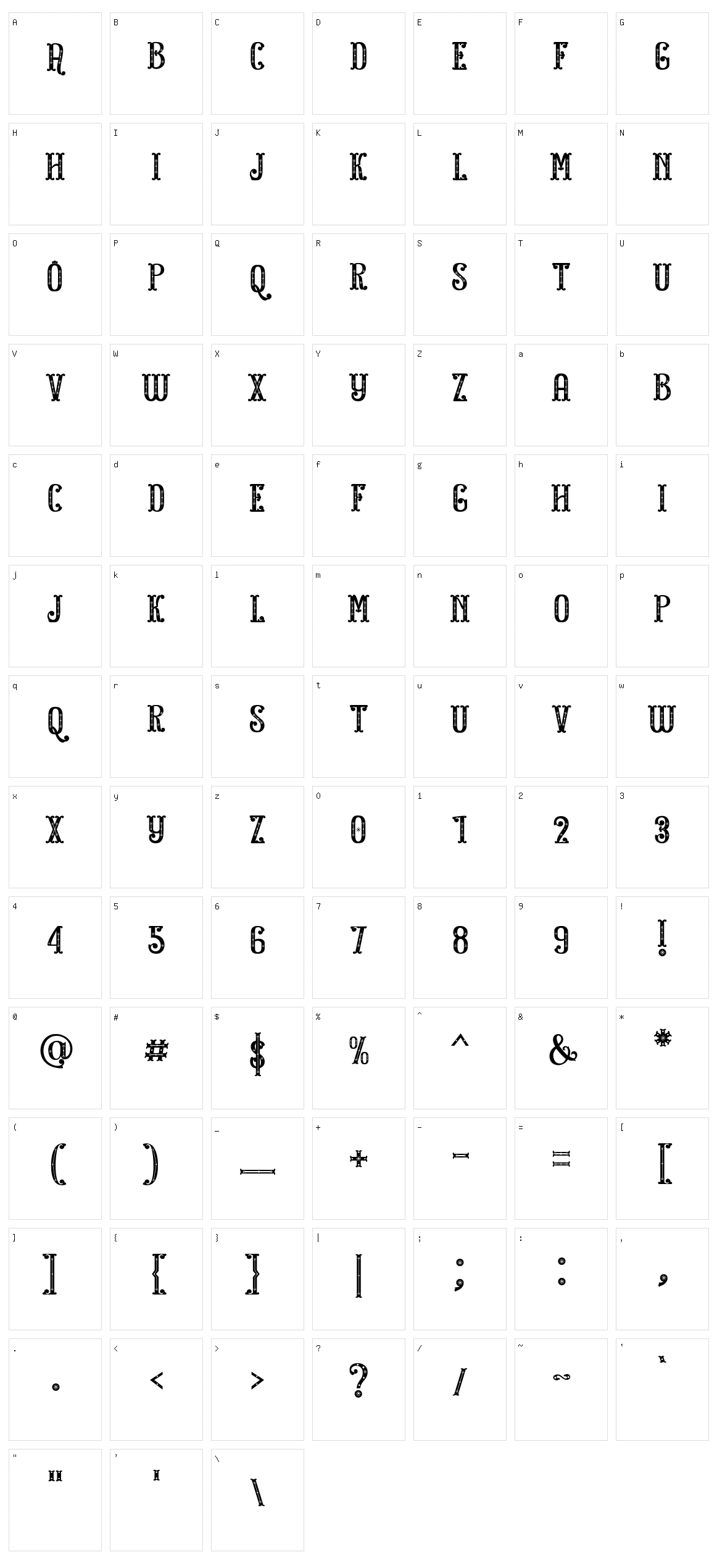 Forester Character Set