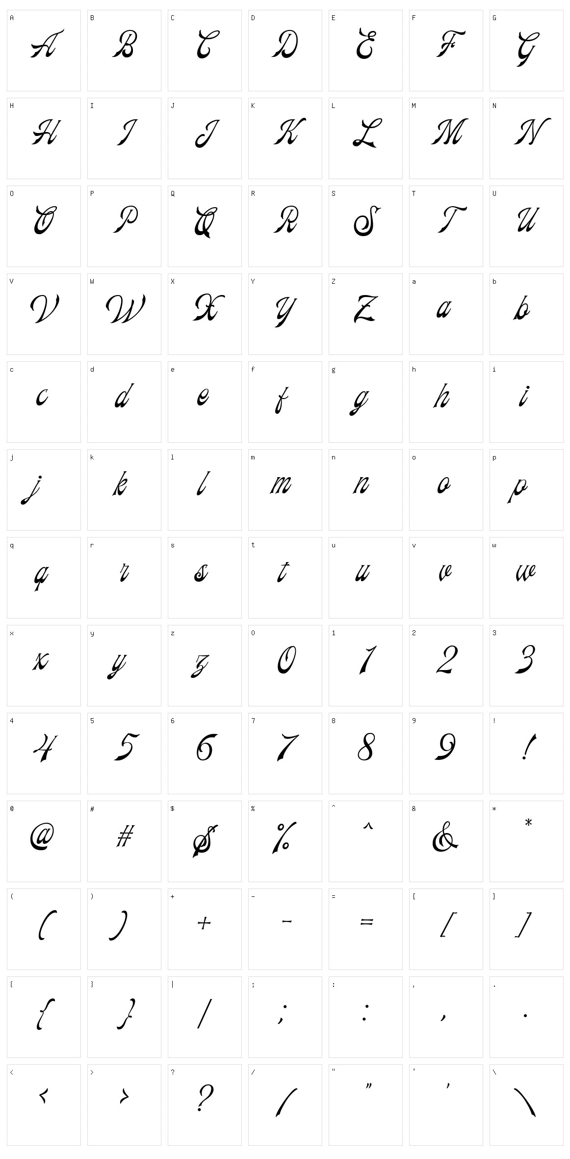 Frankest Script Character Set