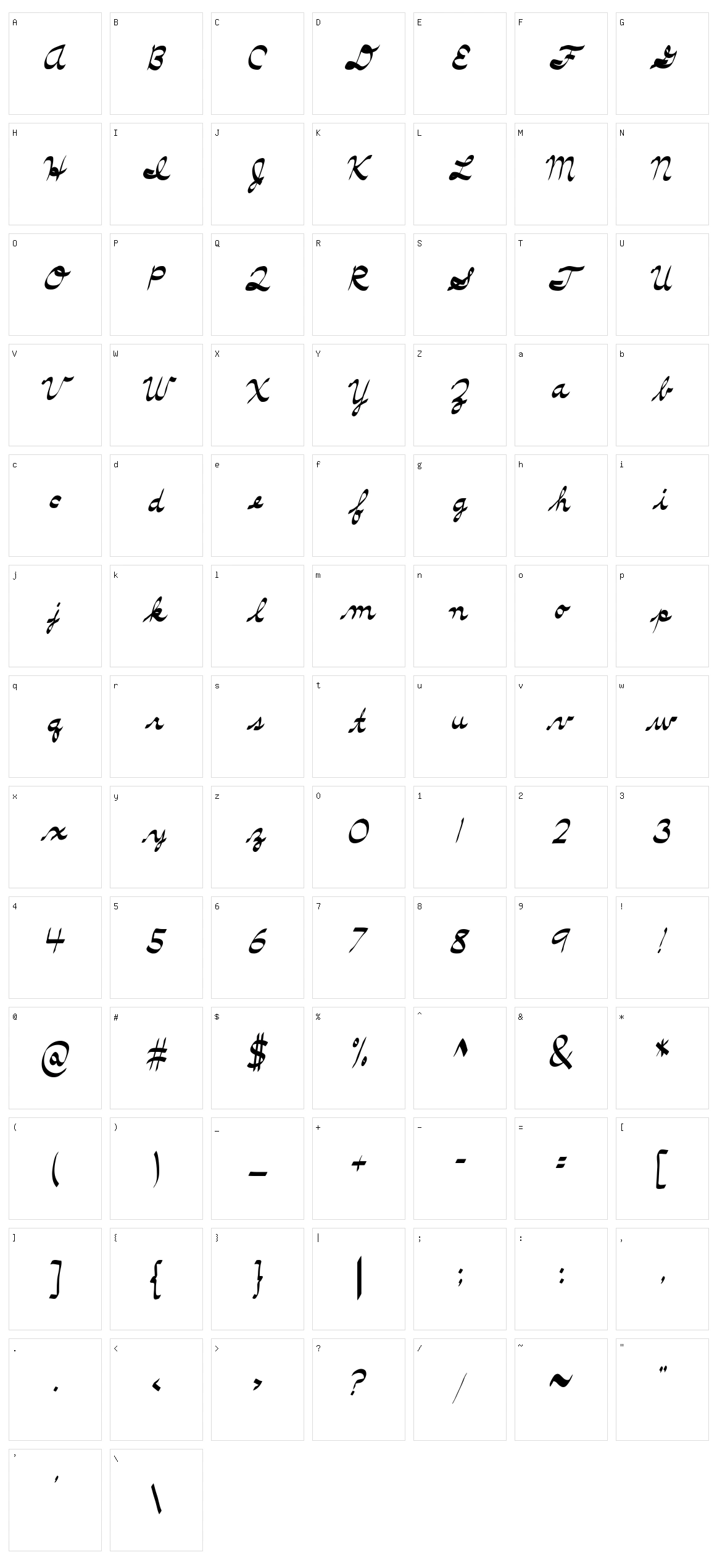 Terrible Cursive Character Set