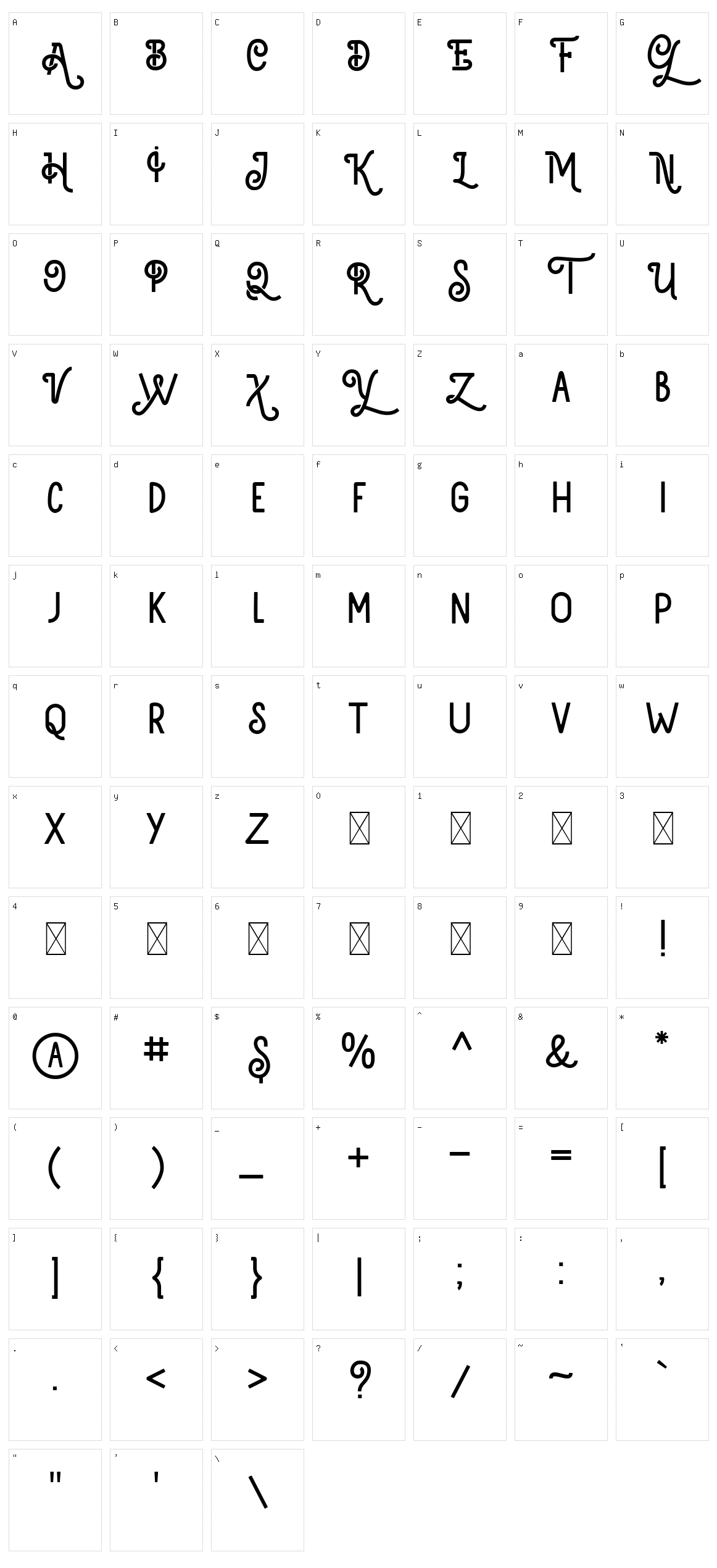 Galguna Character Set