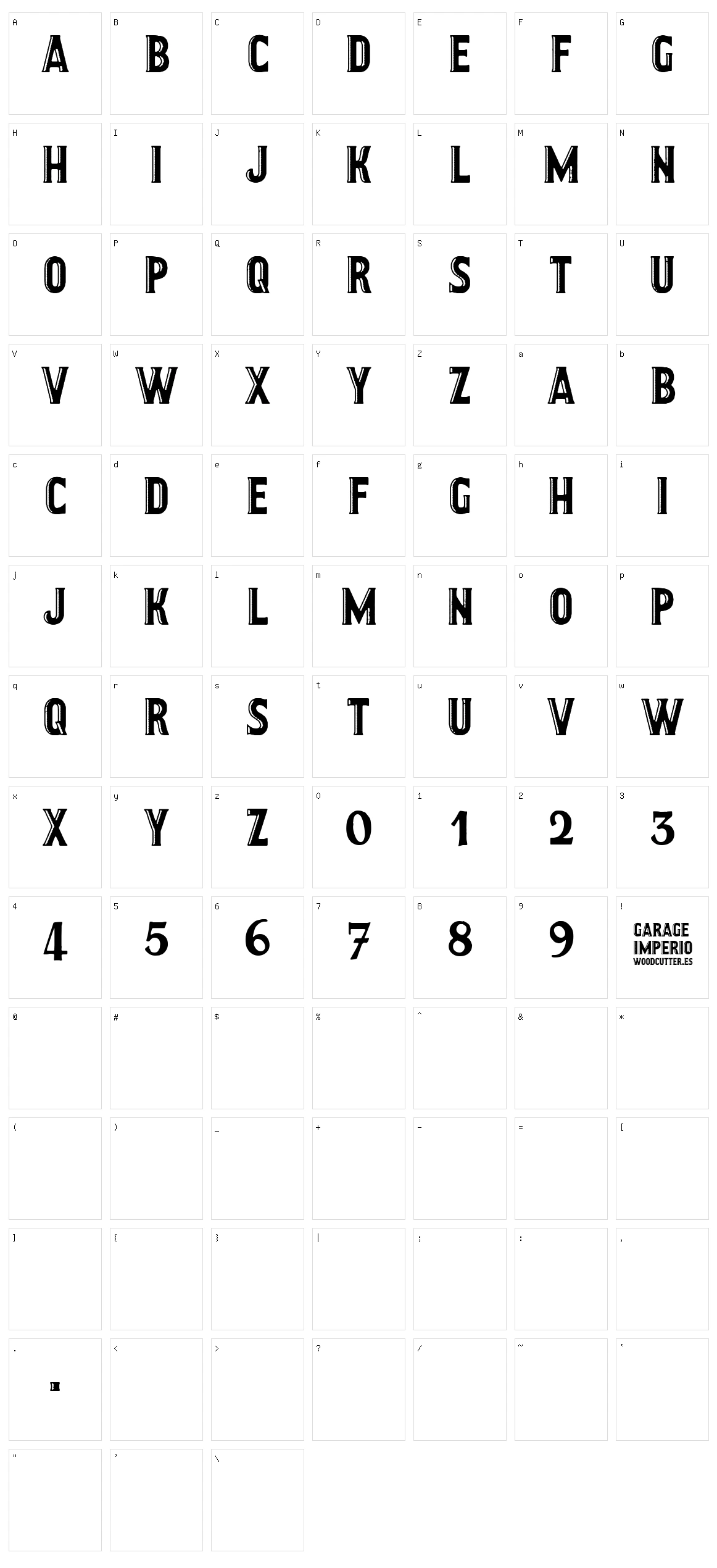 Garage Imperio Character Set