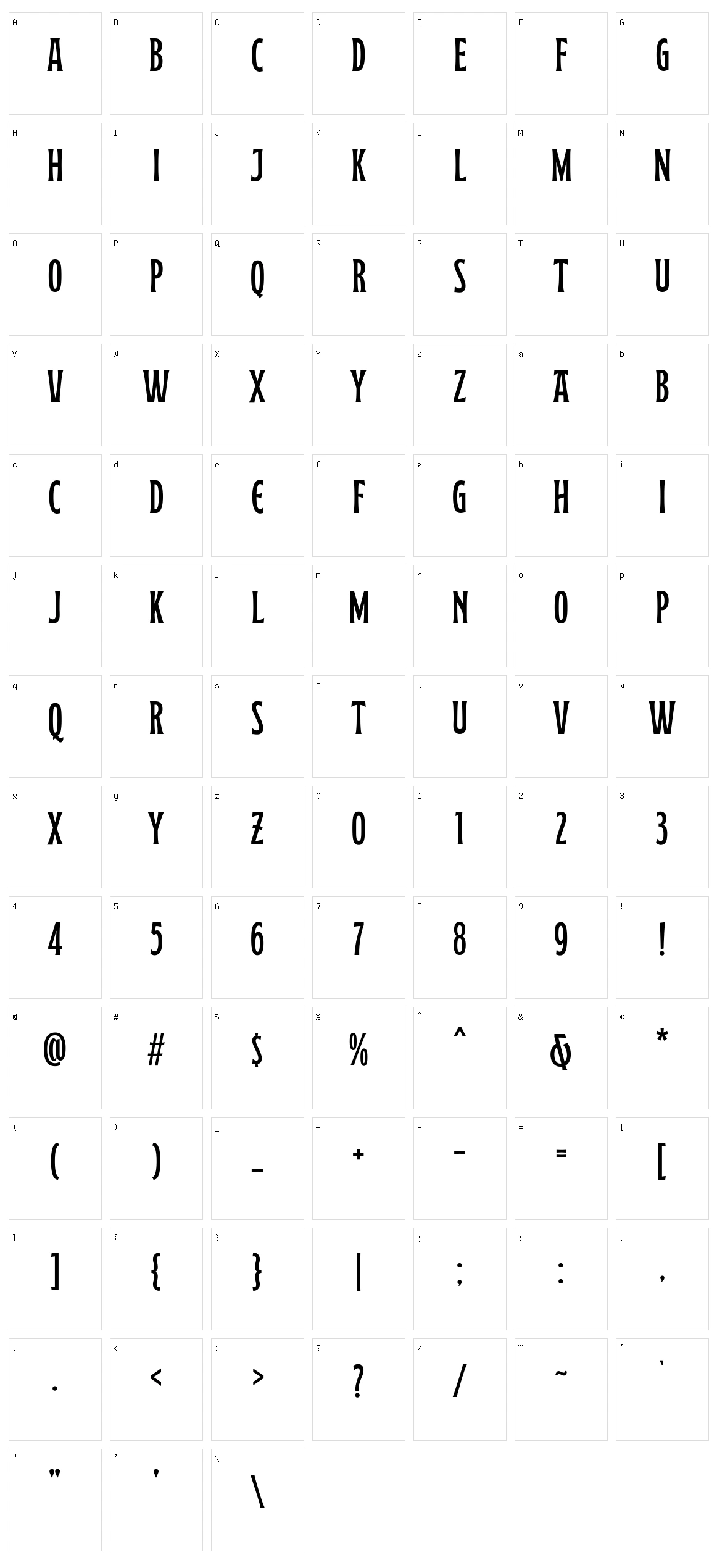 Garyford Character Set