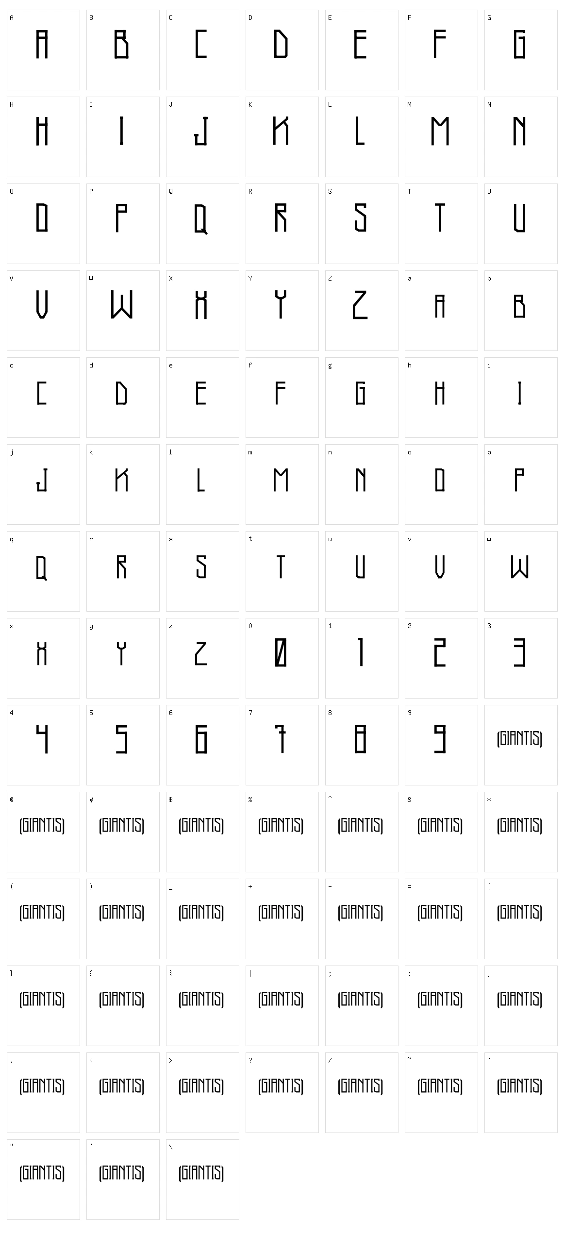 Giantis Character Set