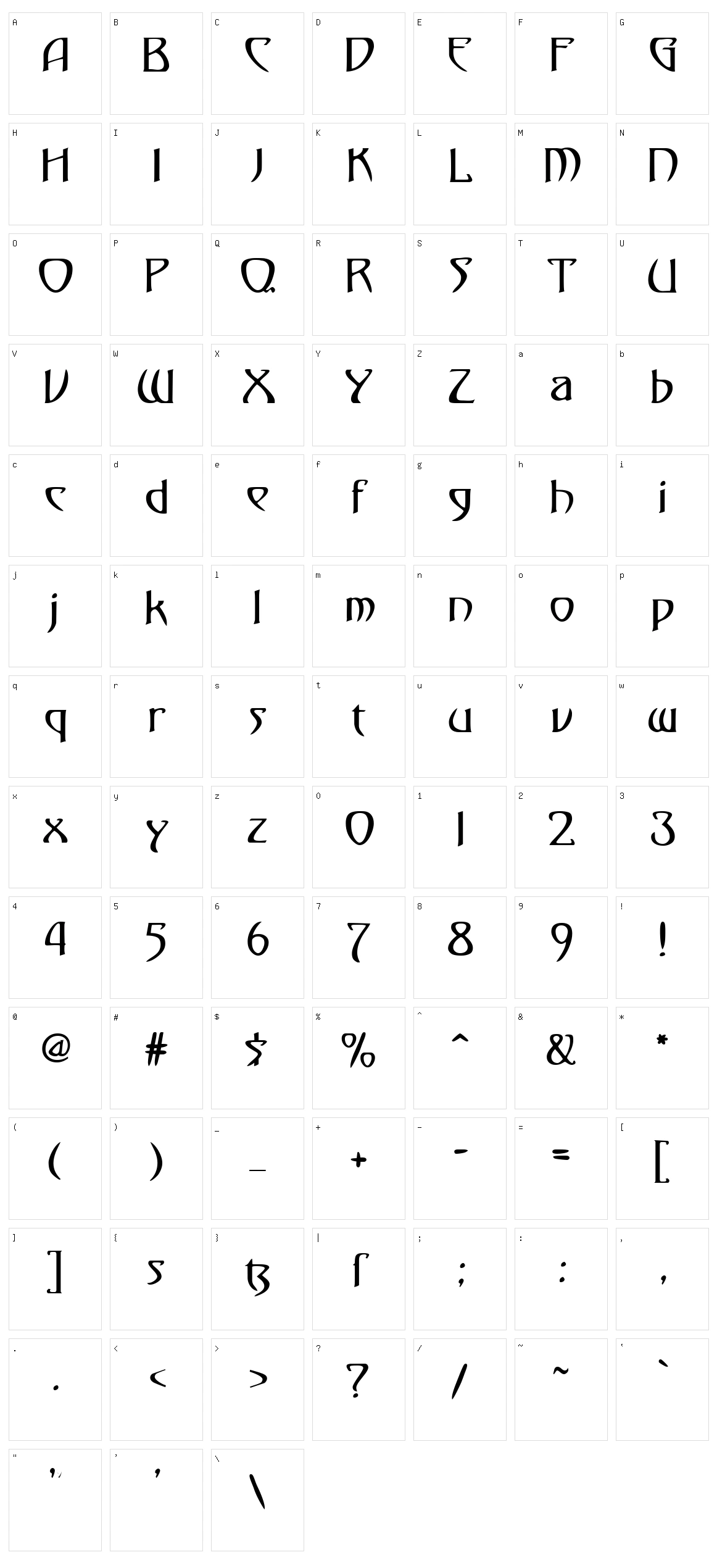 Gismonda FG Character Set