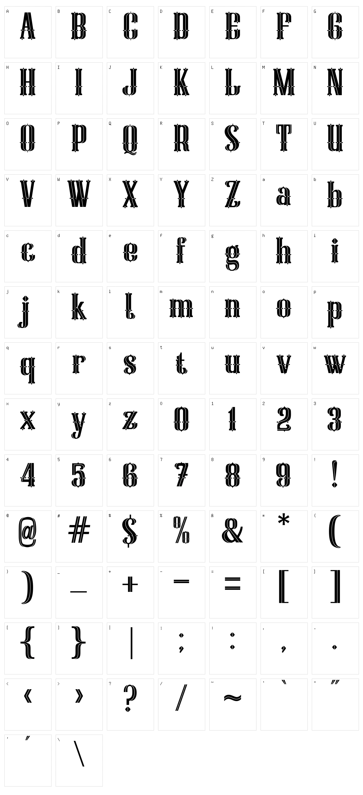 Gladhyte Character Set