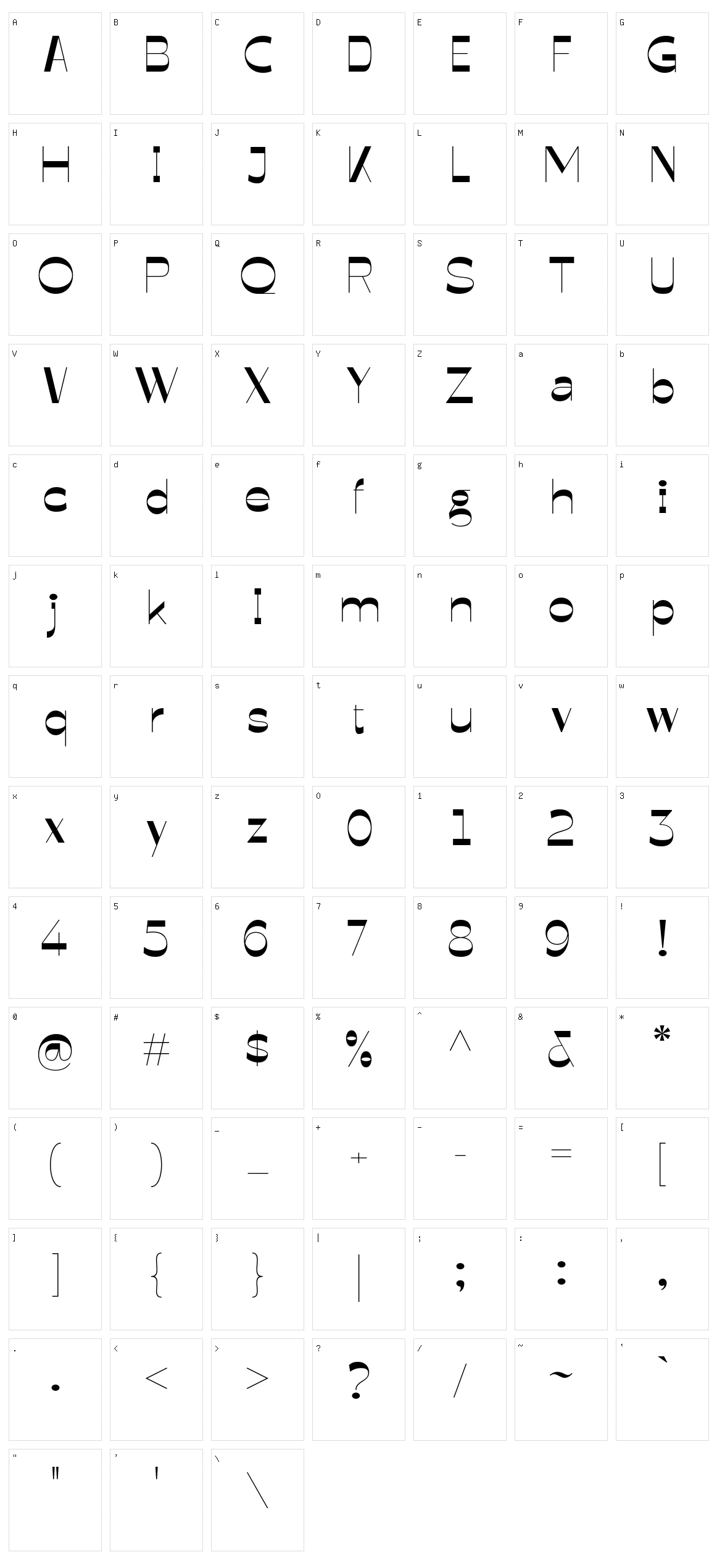 Glimpse Character Set