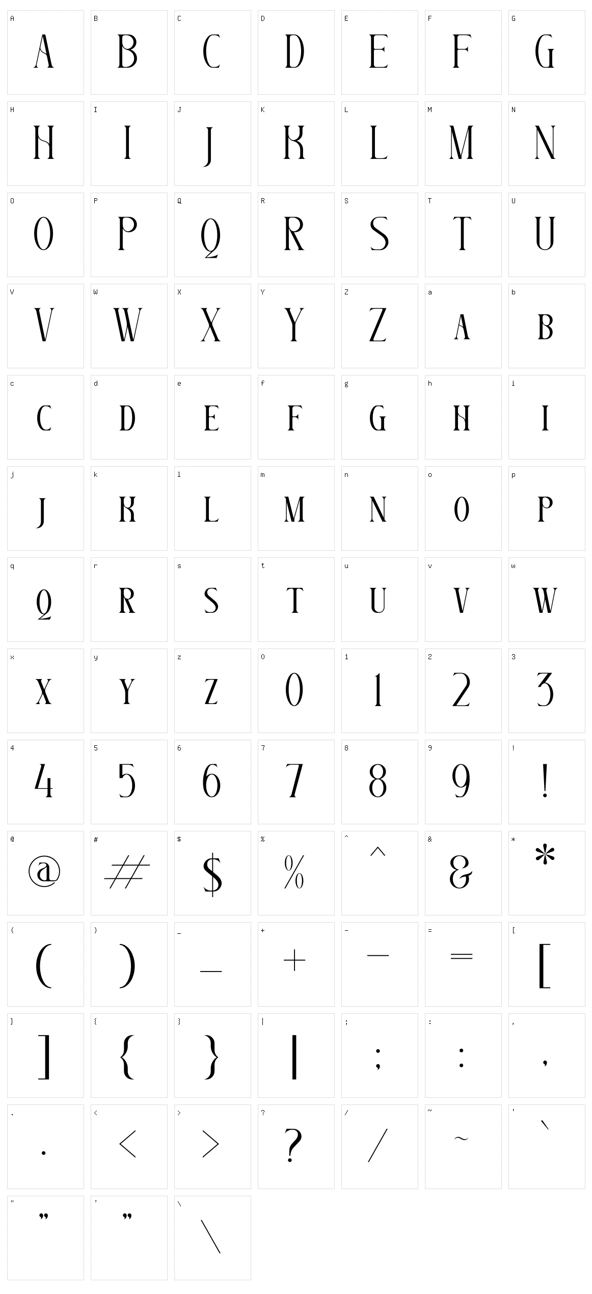 Glorando Character Set