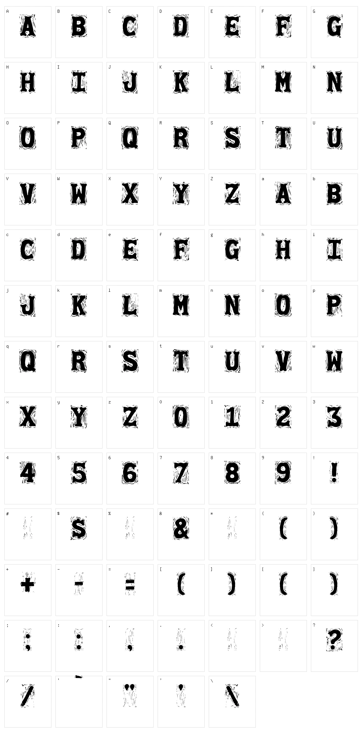 Gommogravure Character Set