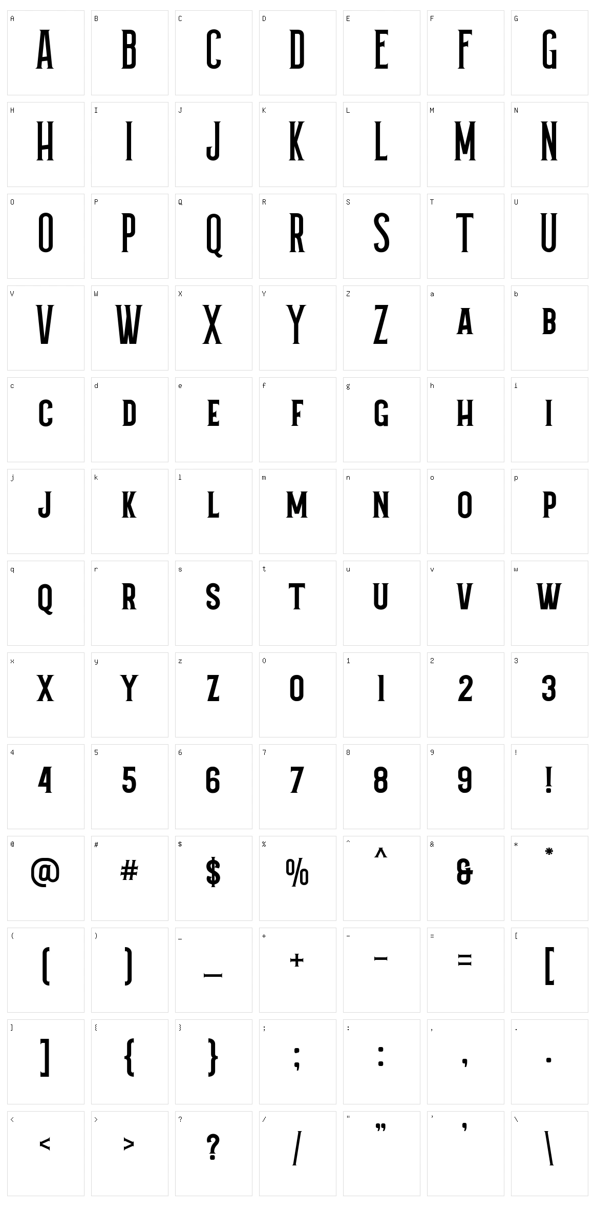 Grantmouth Character Set