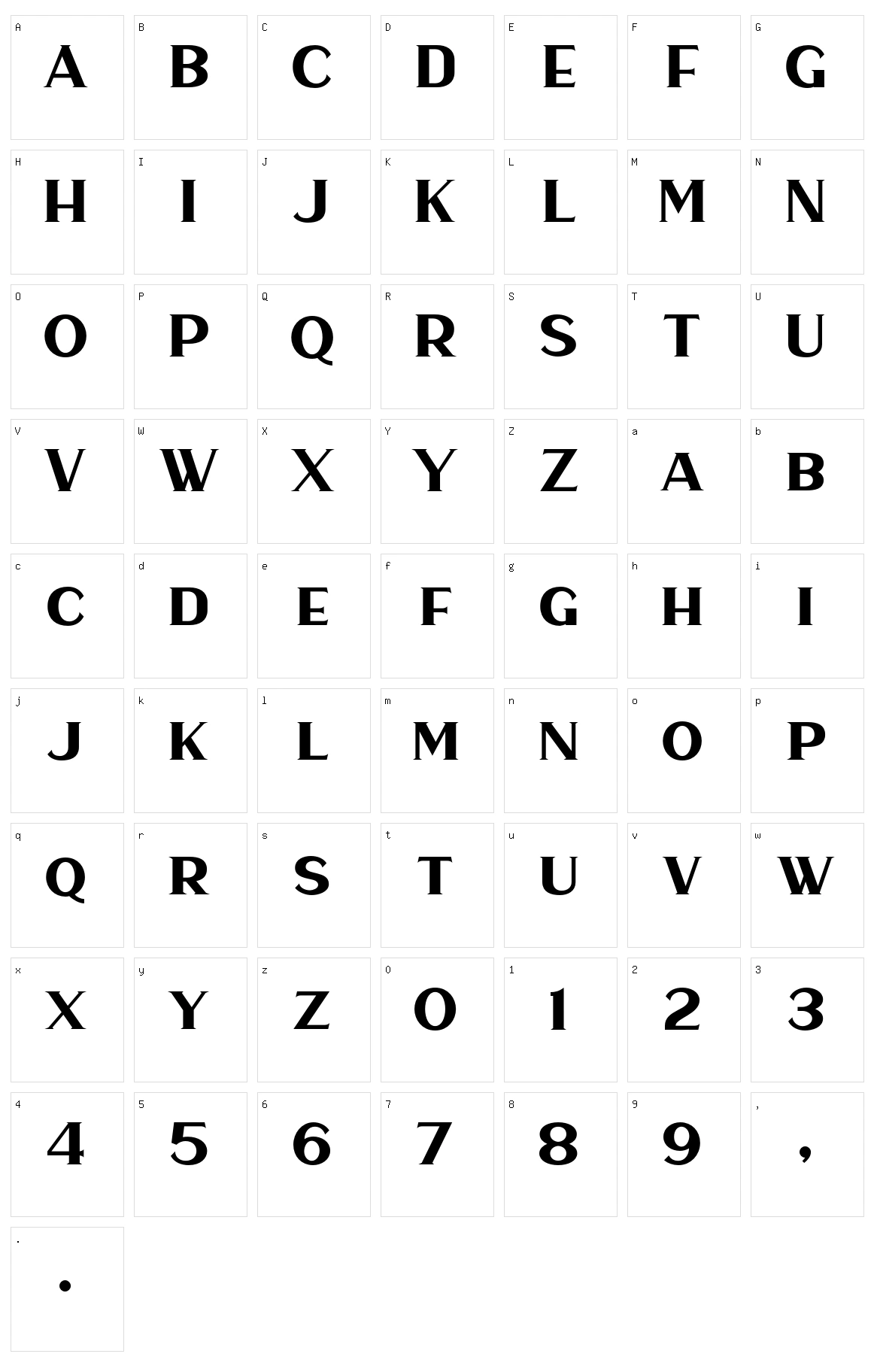 Haarlem Serif Character Set