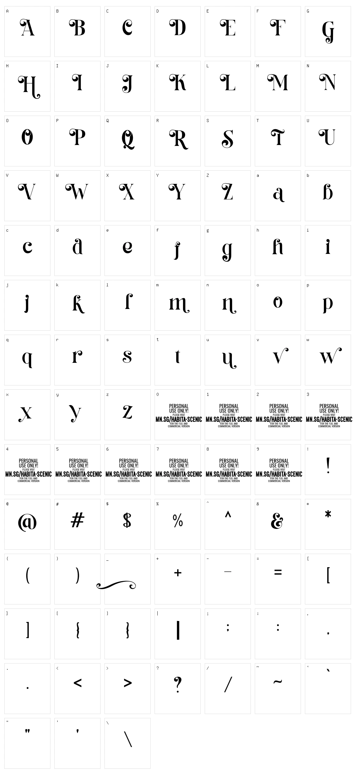 Habita Scenic Character Set