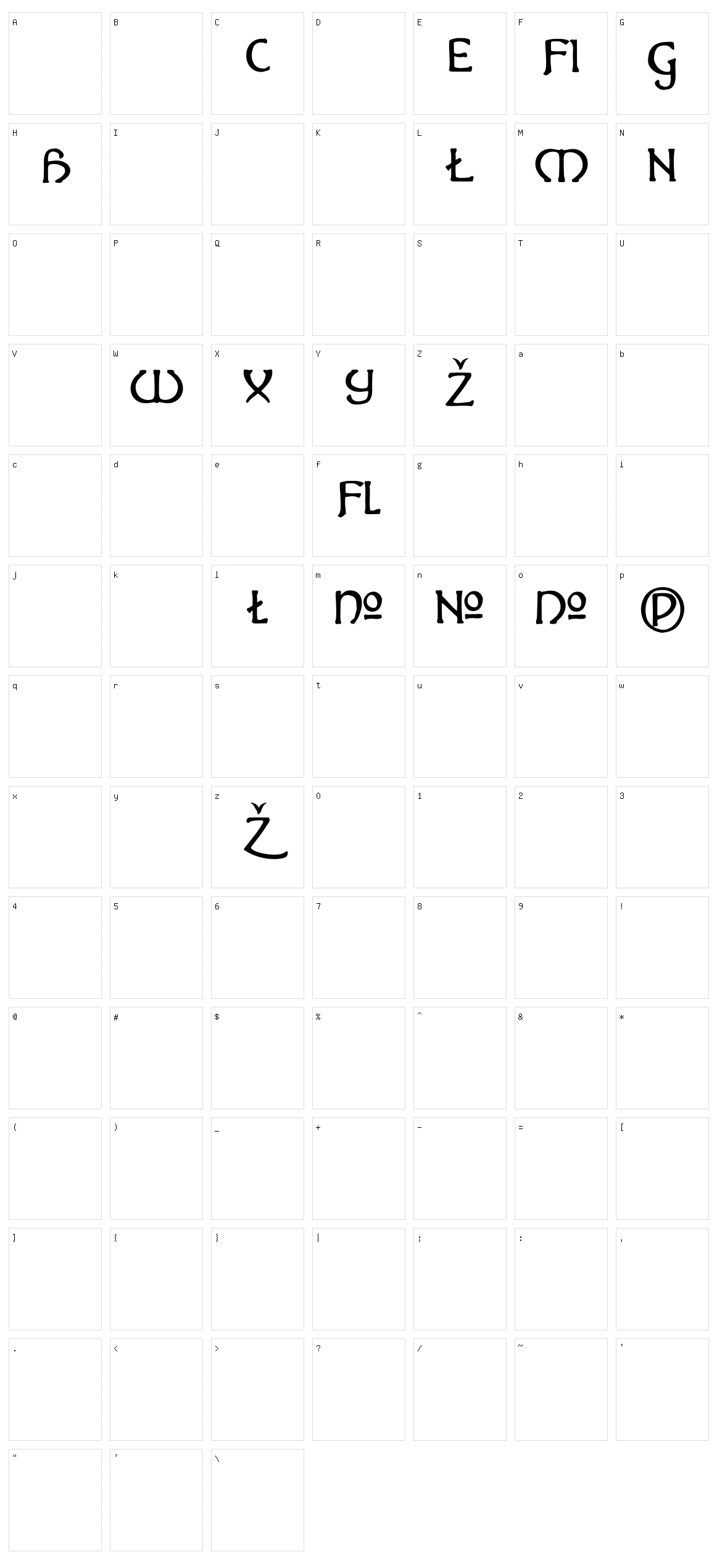 Hadley Character Set