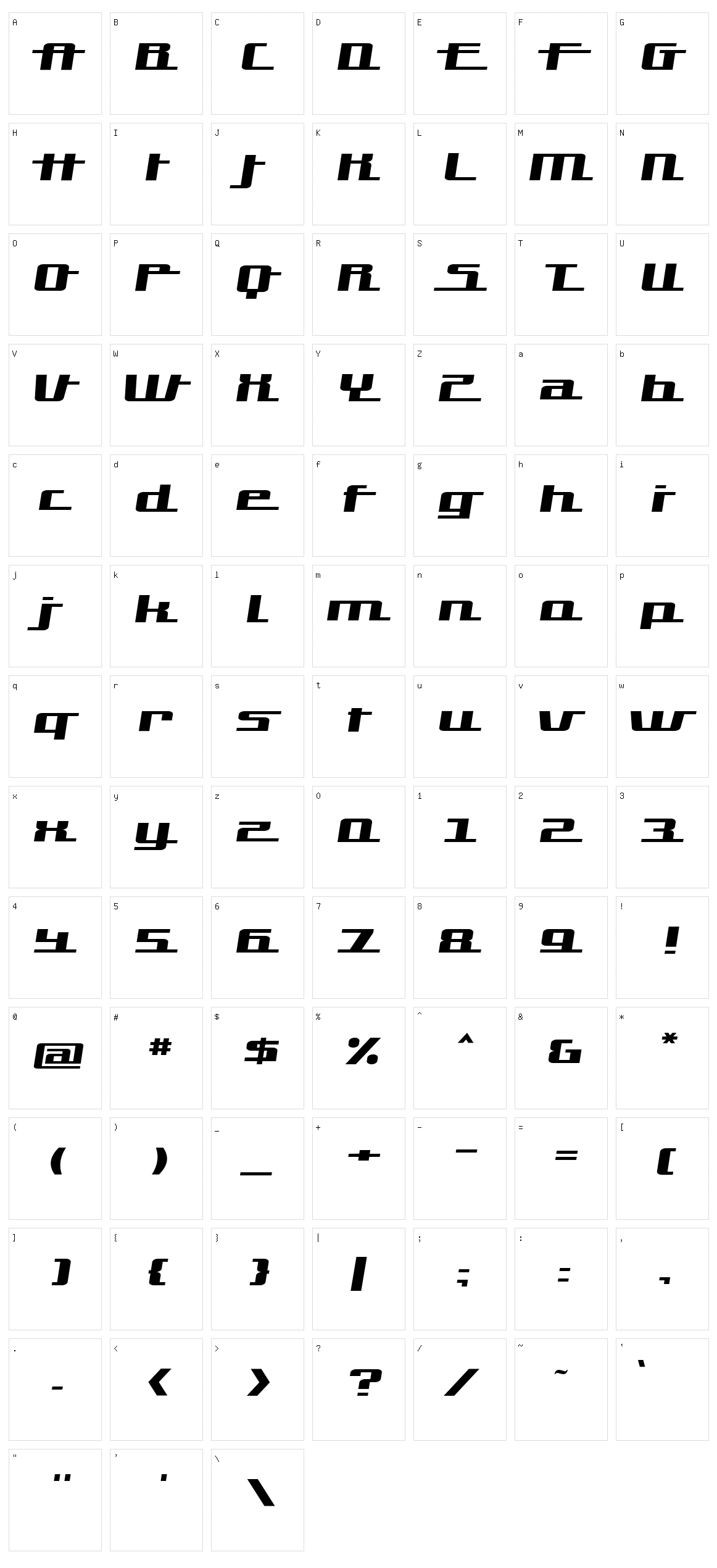 Hardman Character Set