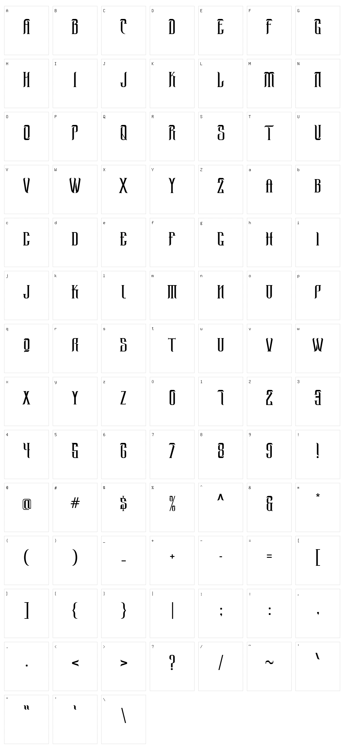 Hassengard Character Set