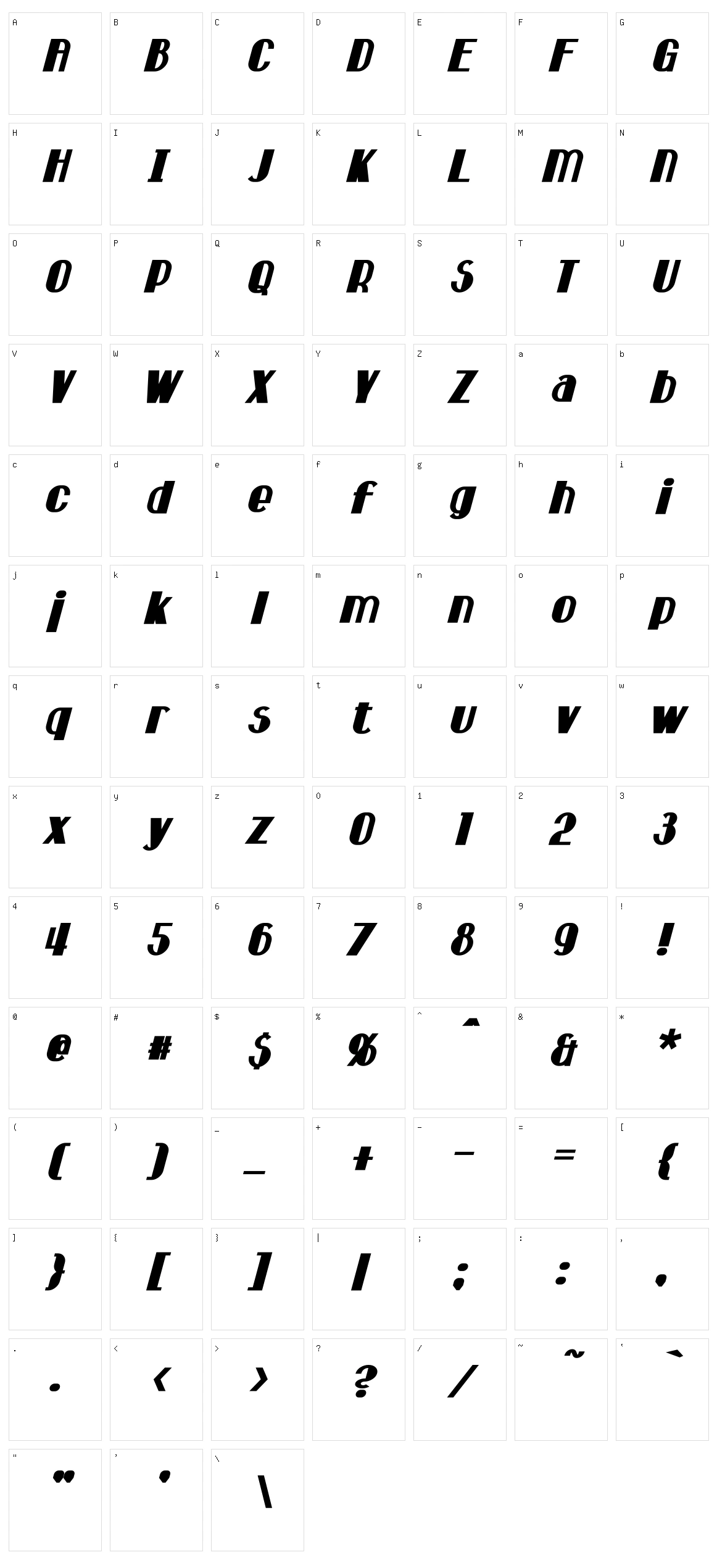 Hastings Character Set