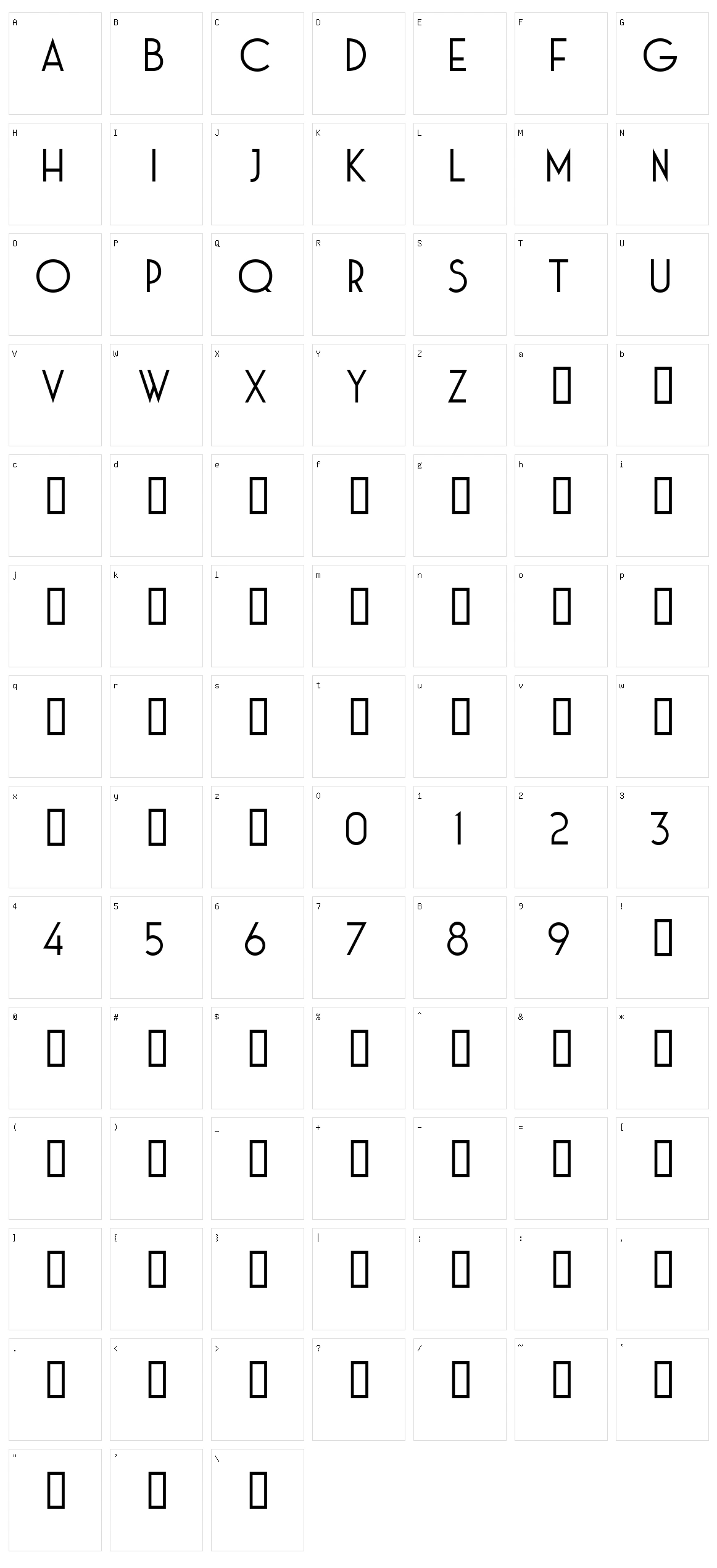 Haute Corniche Character Set