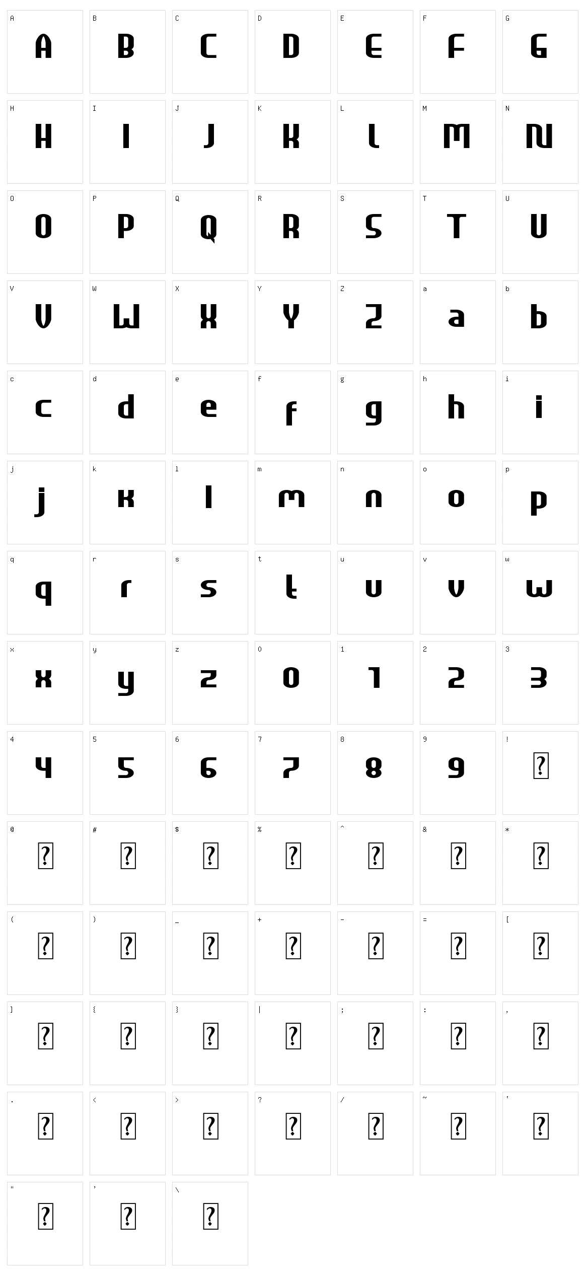 Heavywood Character Set