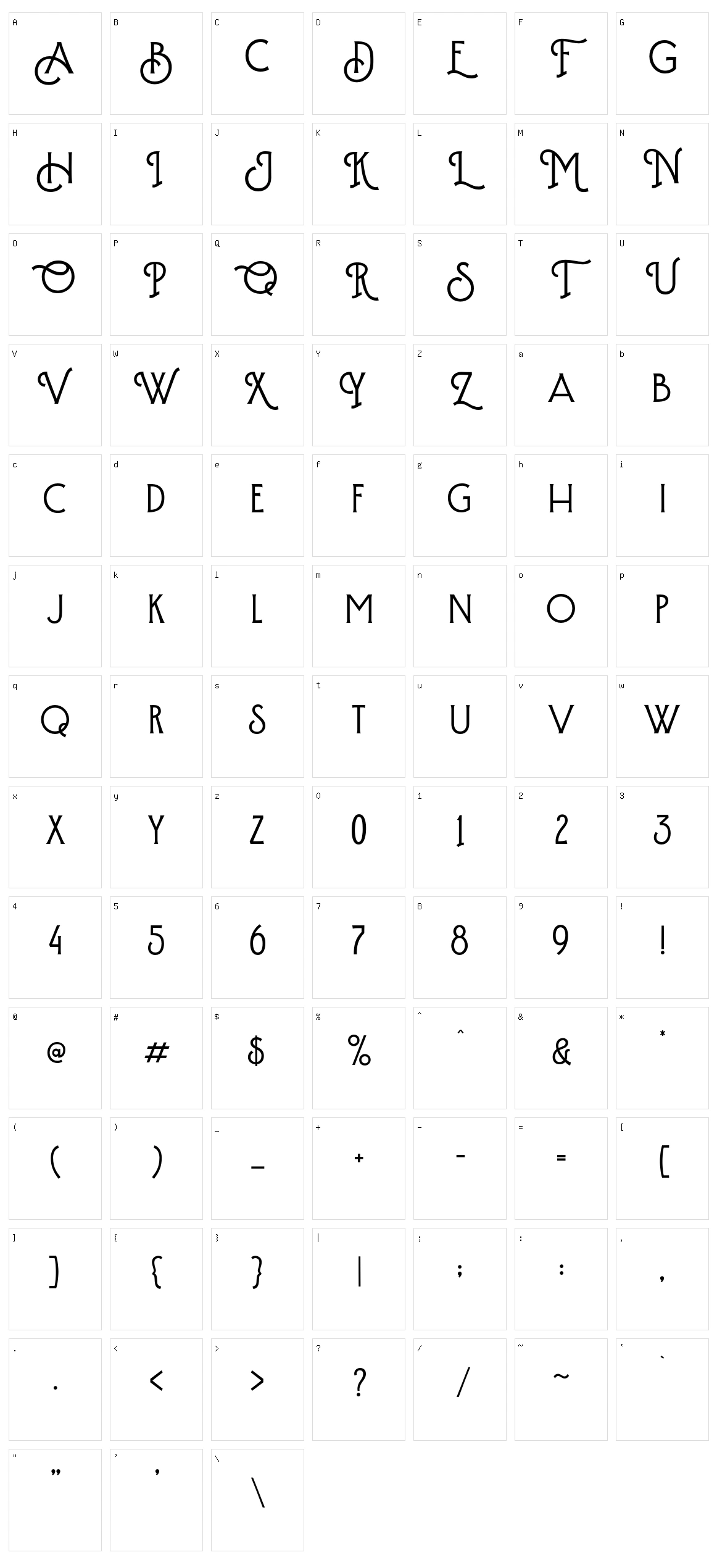 Hintown Character Set