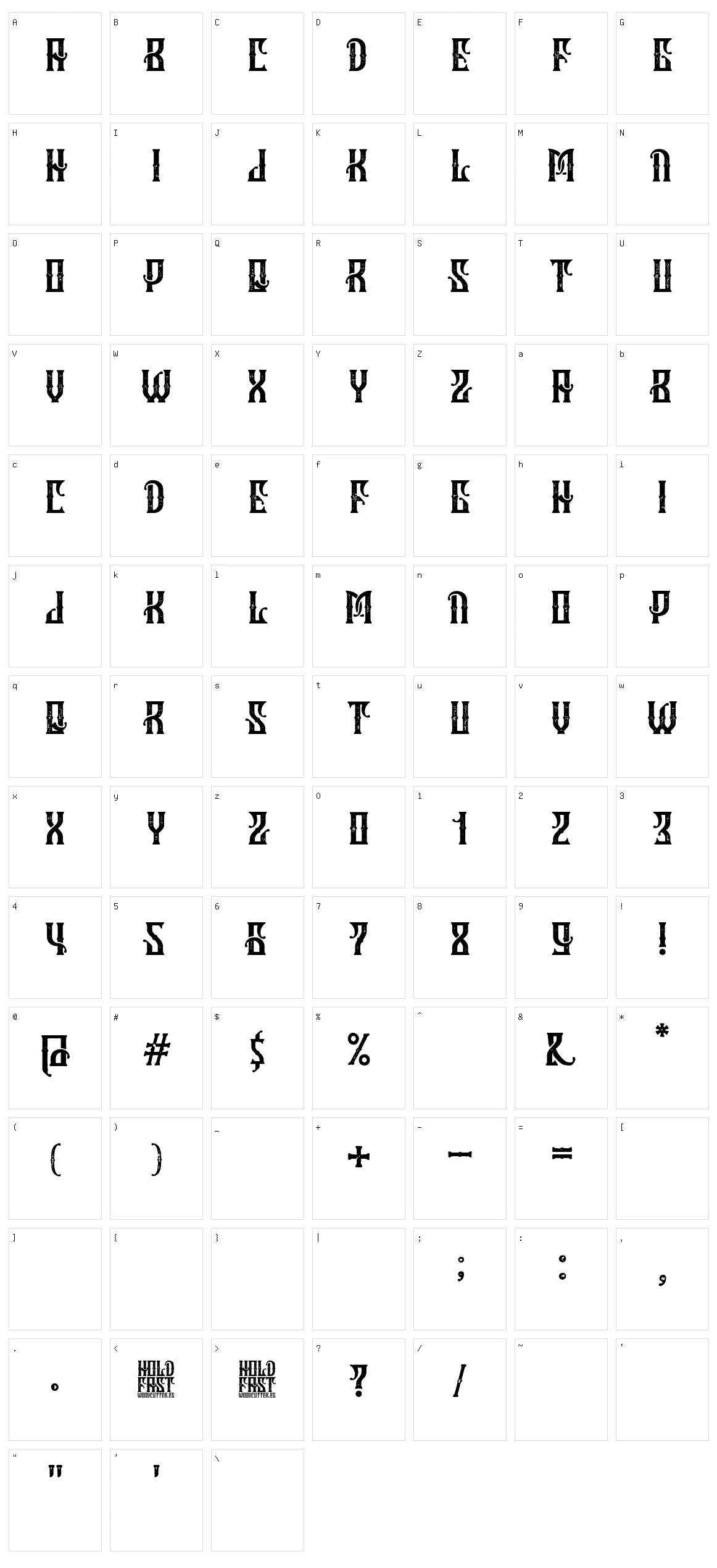 Hold Fast Character Set