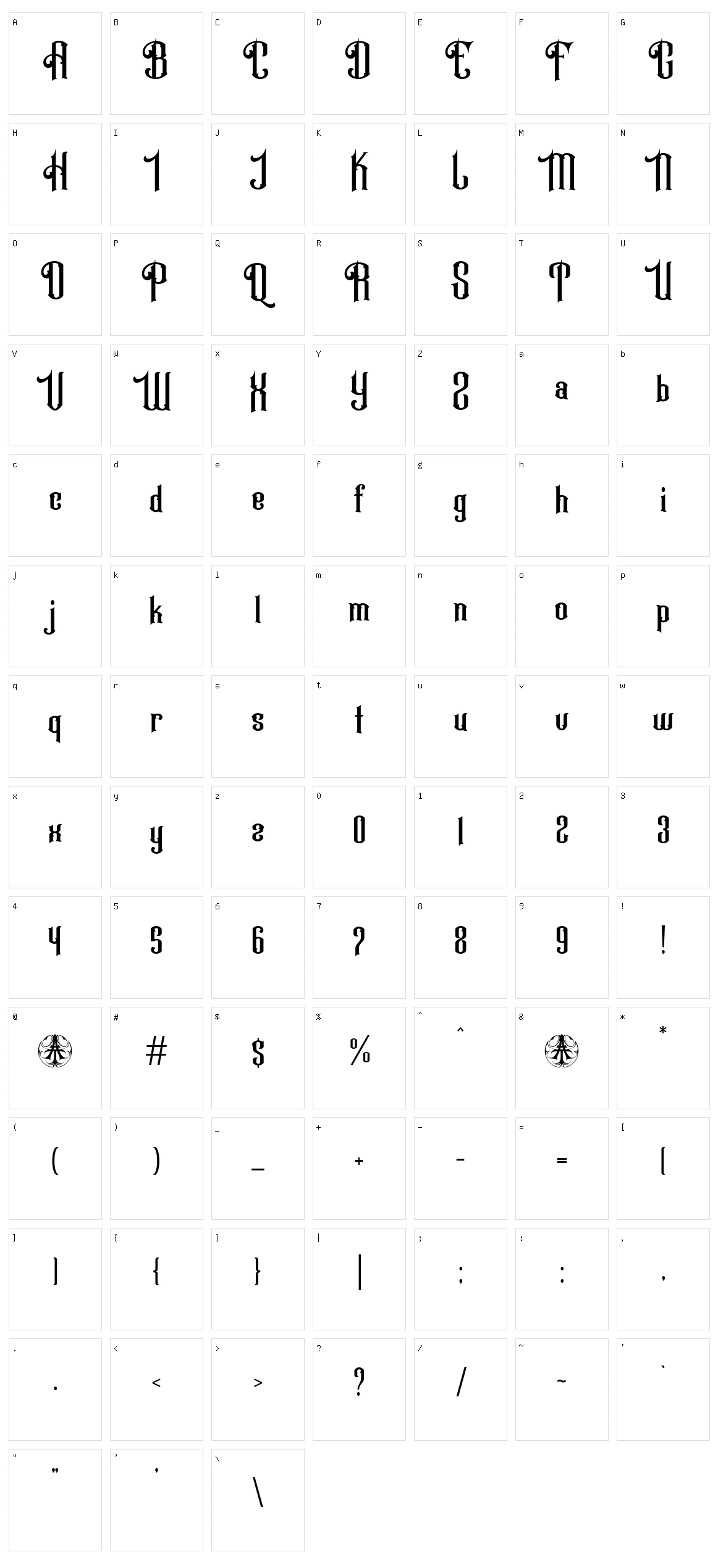 Hornbuckle Character Set