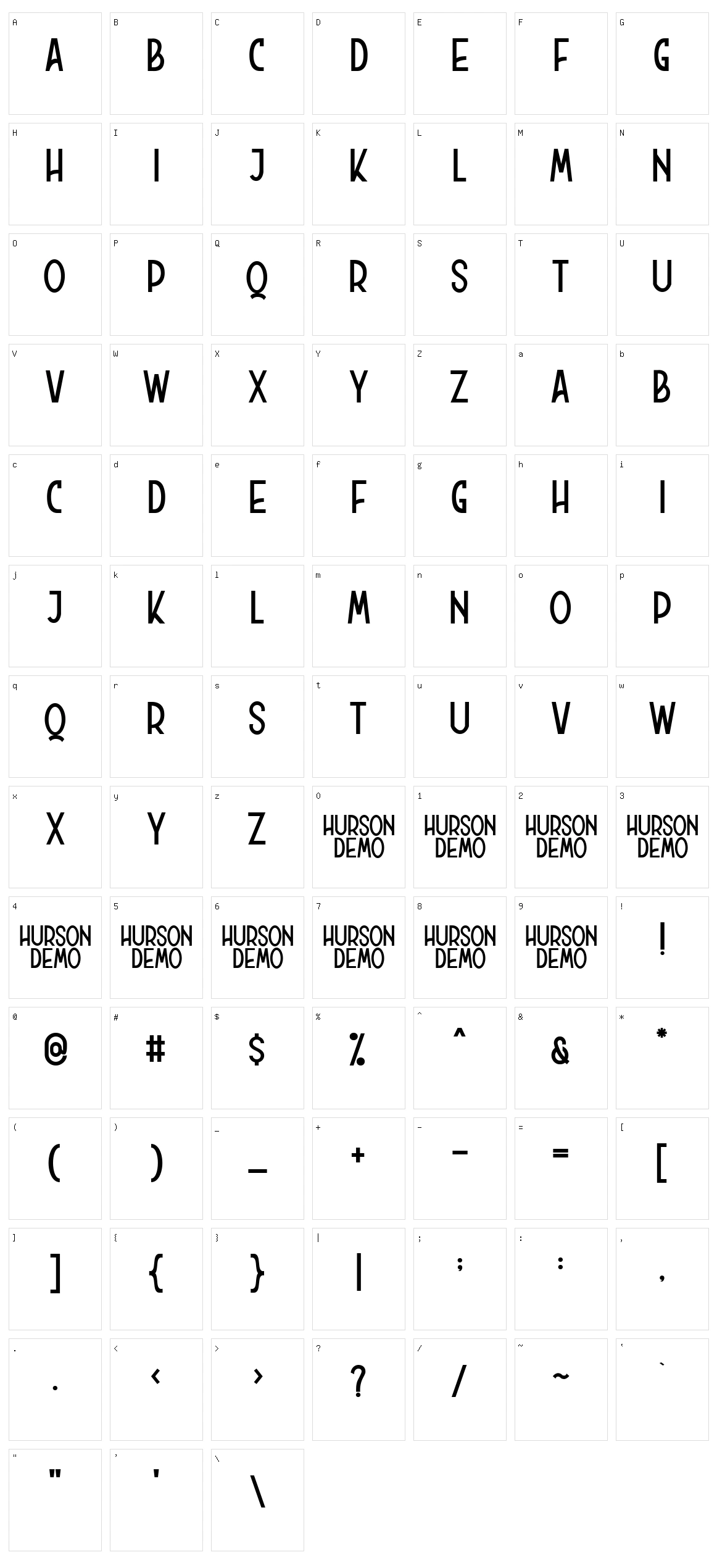 Hurson Clean Character Set