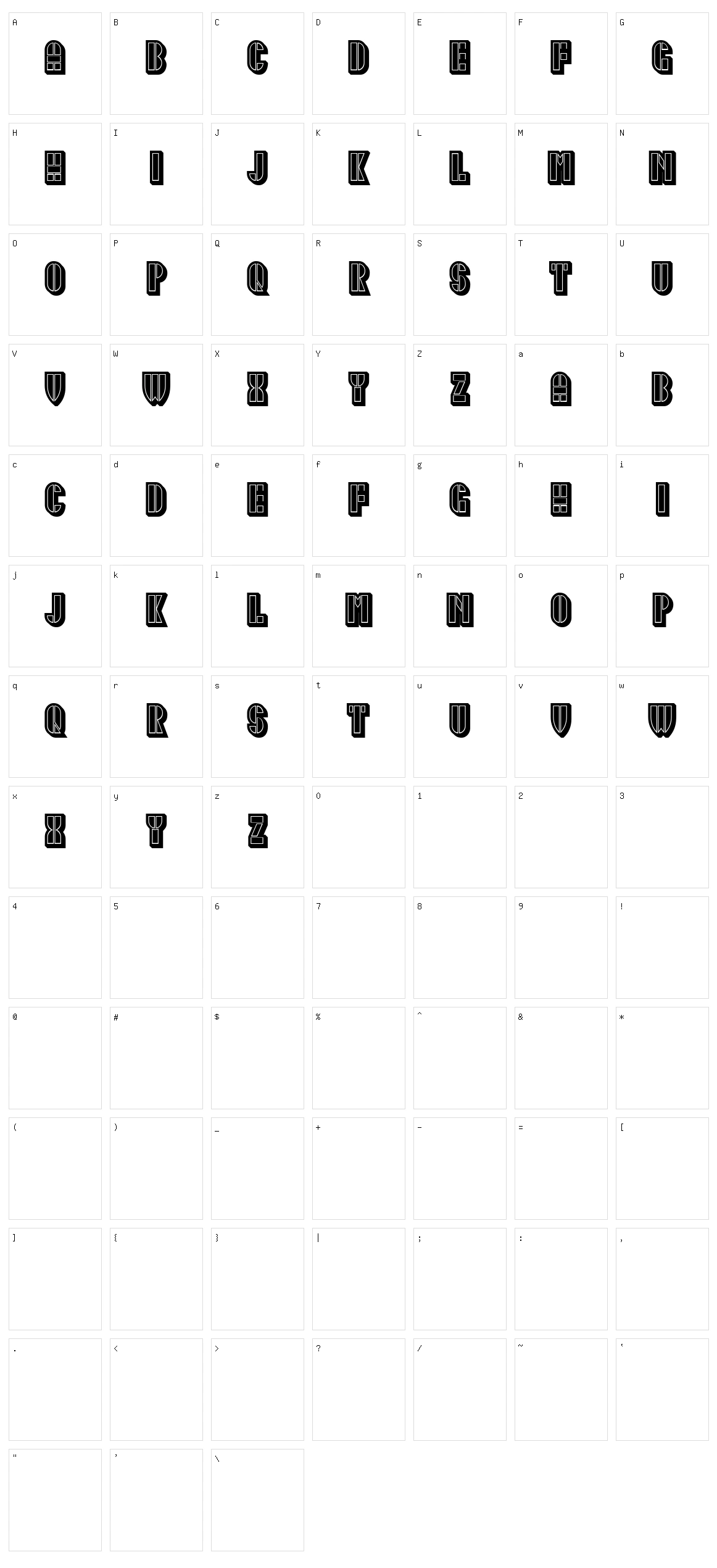Idiotism Character Set