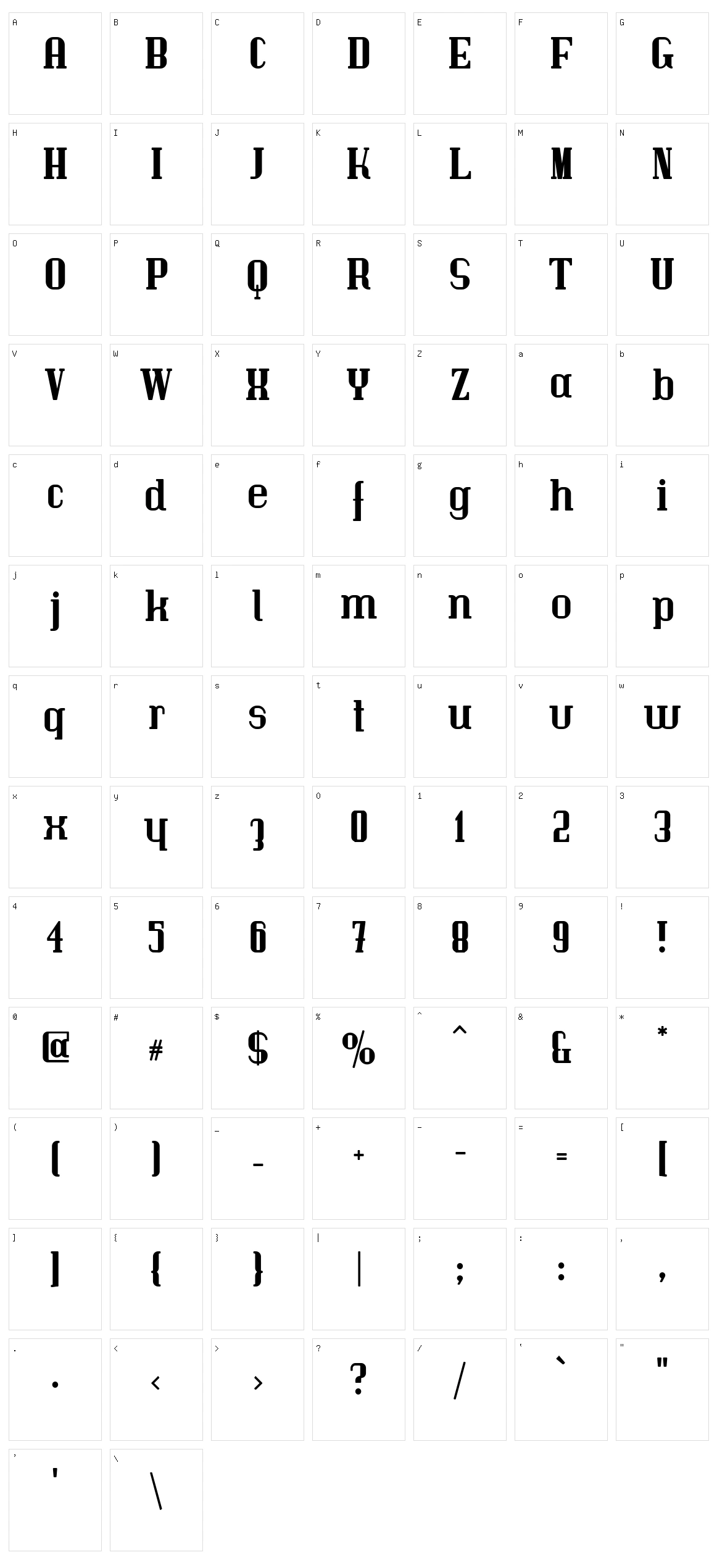 Immermann Character Set