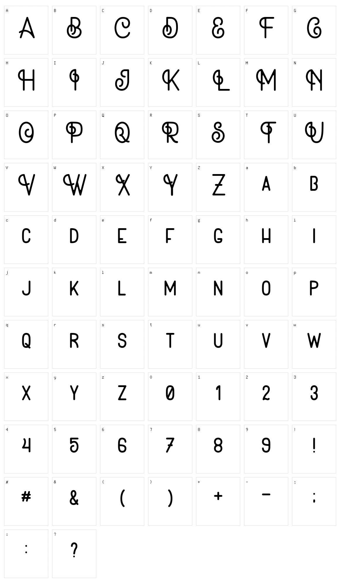 Jabottabeck Character Set