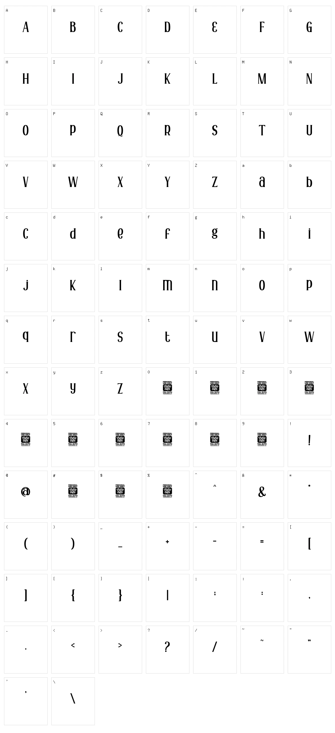 Japura Character Set