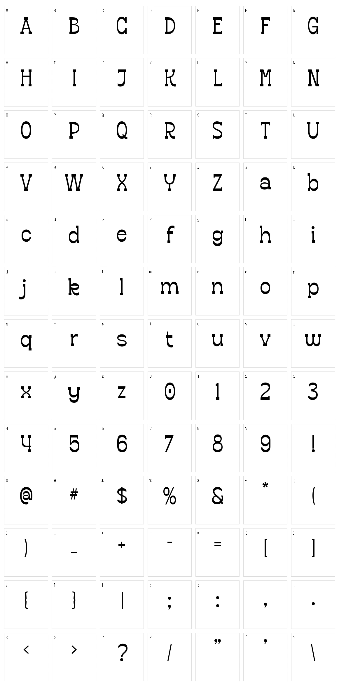 Kafkey Character Set