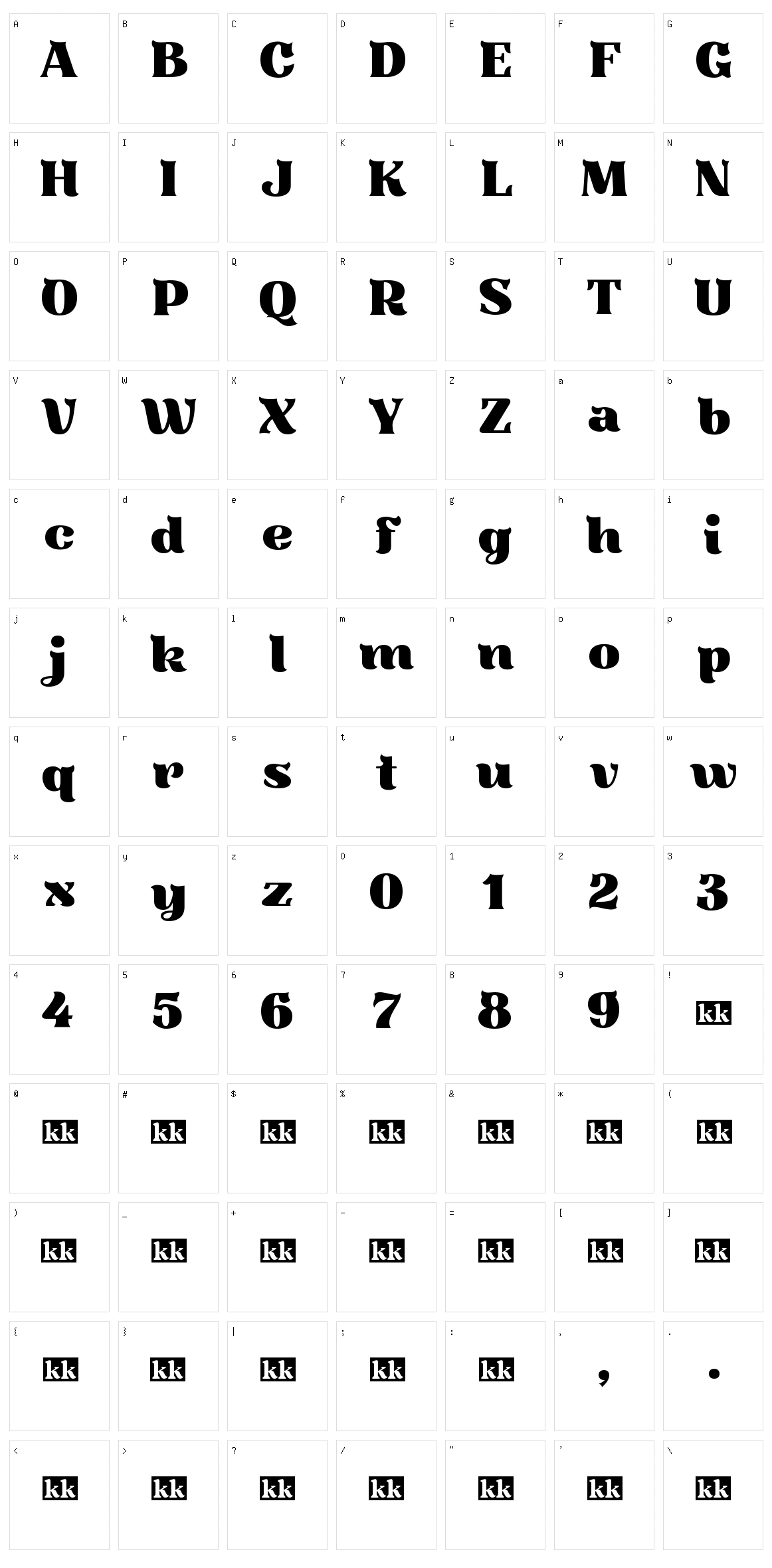 Kaftus Character Set