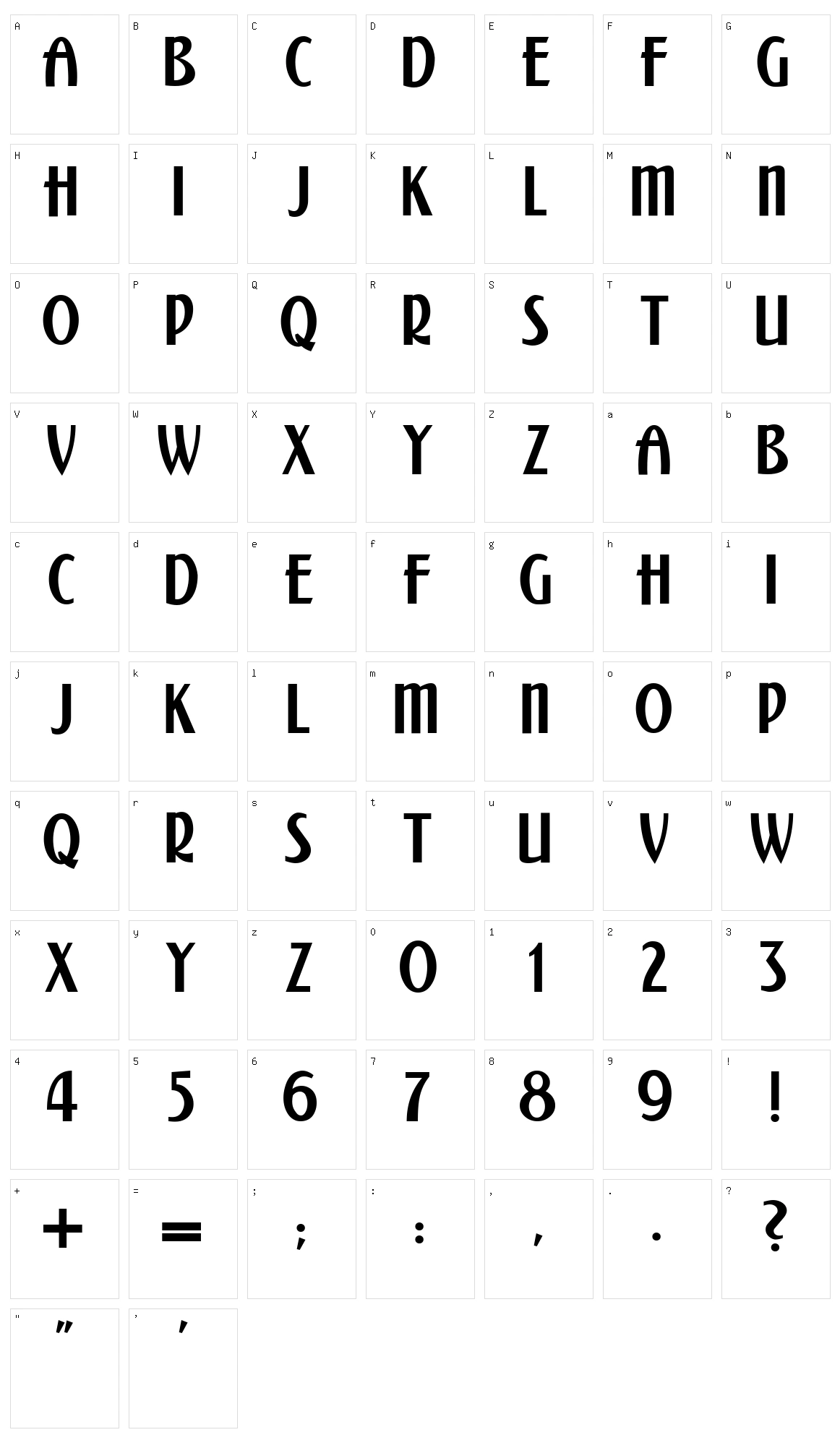 Kalenderblatt Grotesk Character Set
