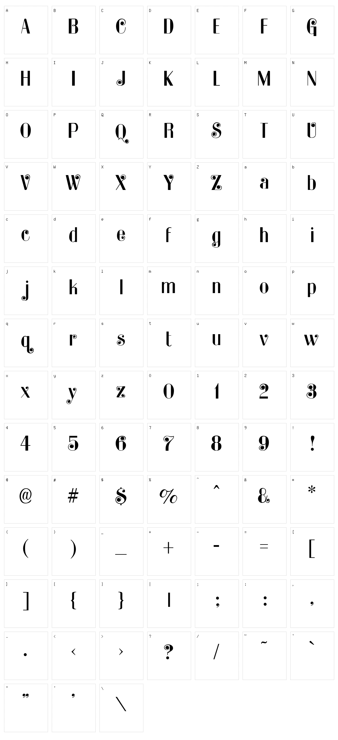 Kater Rino Character Set