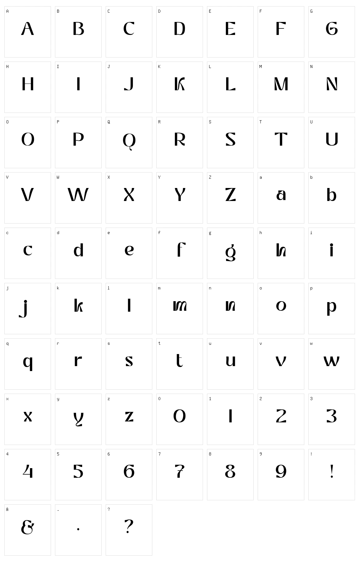 Kostania Character Set