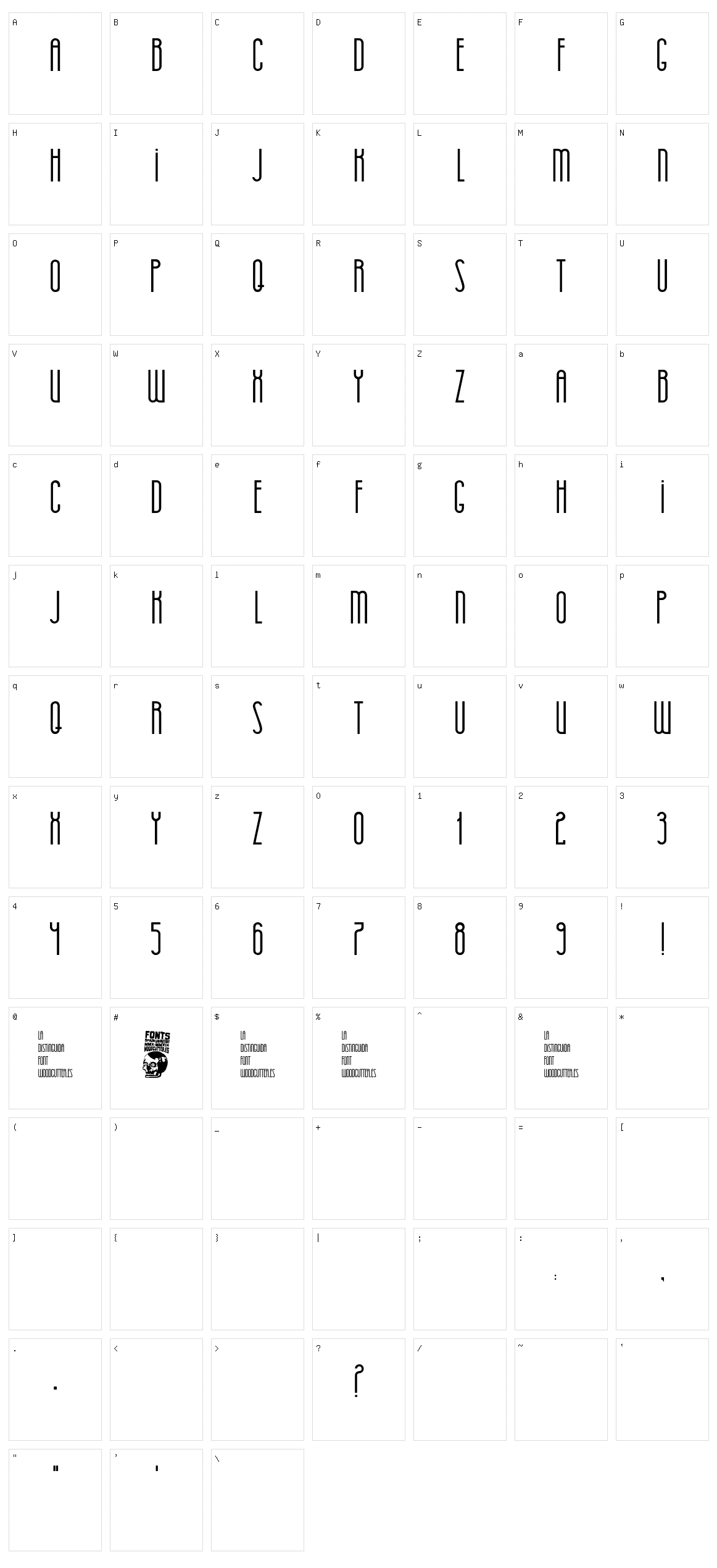 La Distinguida Character Set