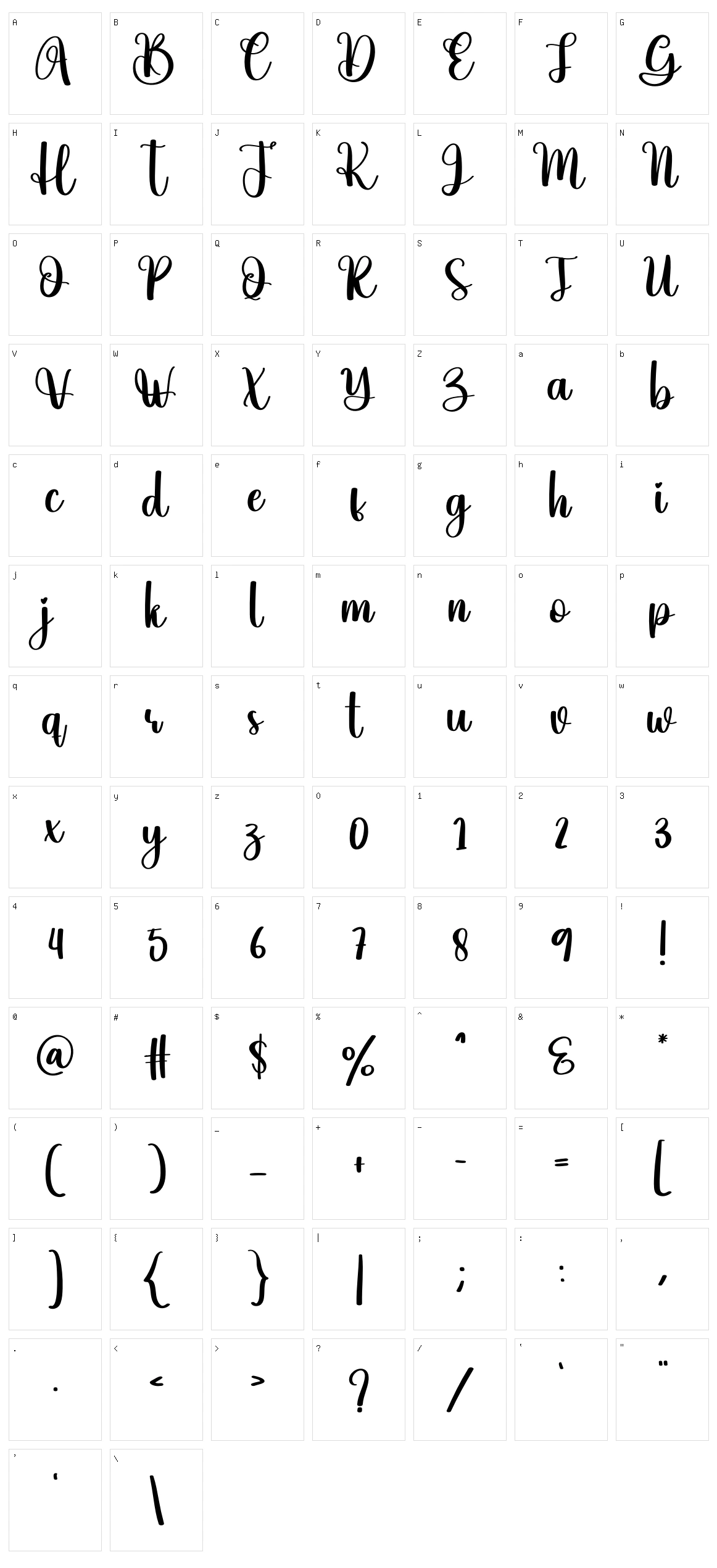 Angeline Character Set