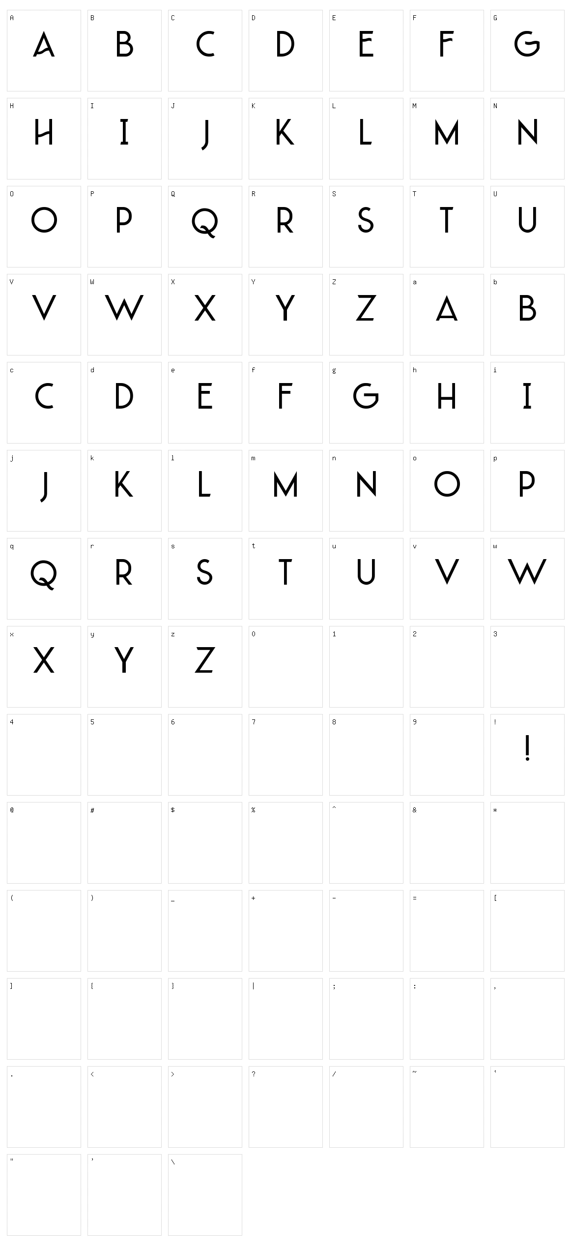 Laquatsa Character Set