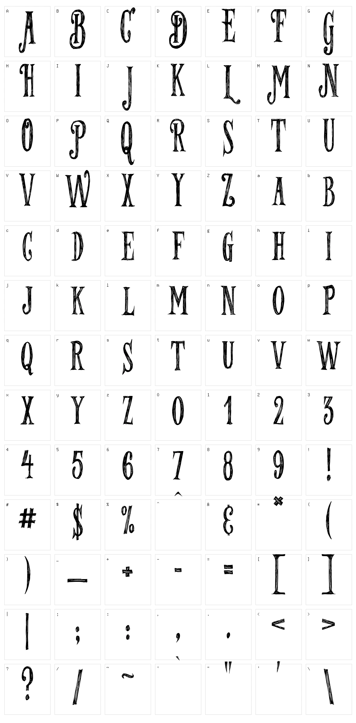 Les Mysteres de Paris Character Set