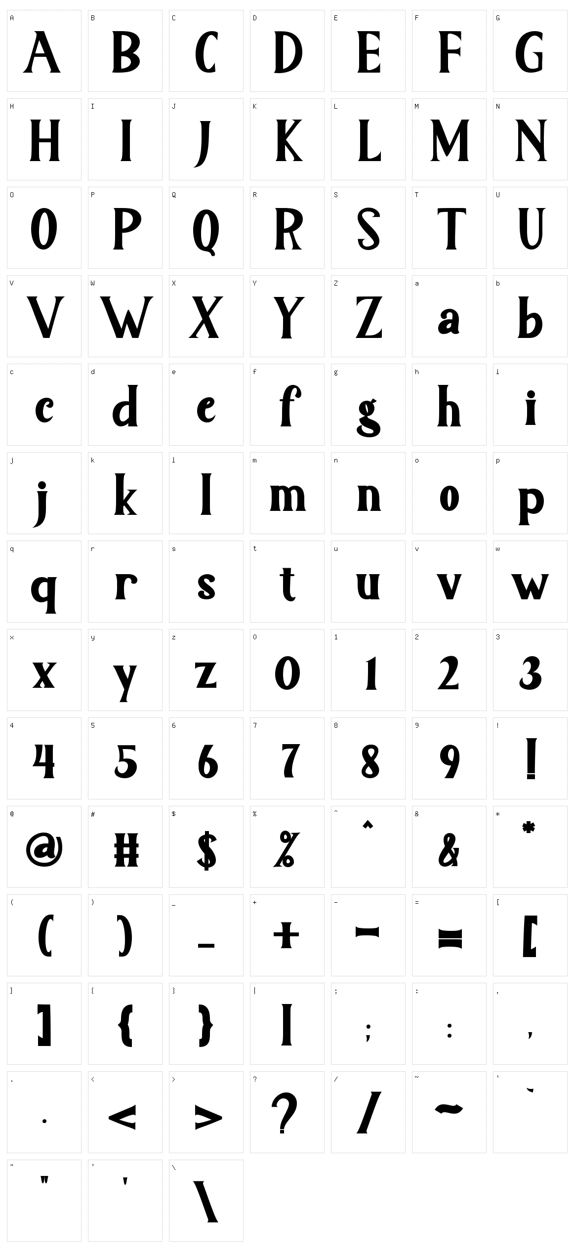 Linford Character Set
