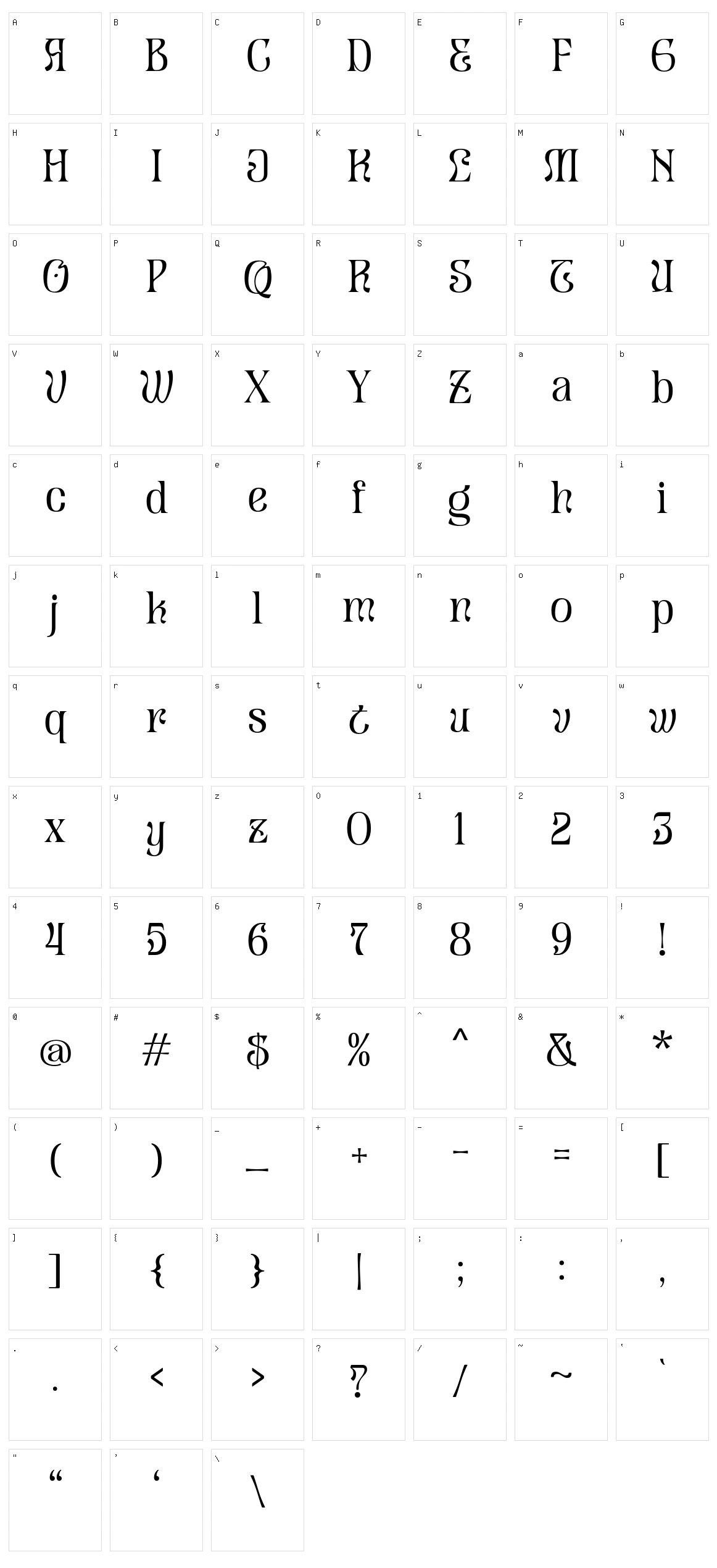 Liviatica Character Set