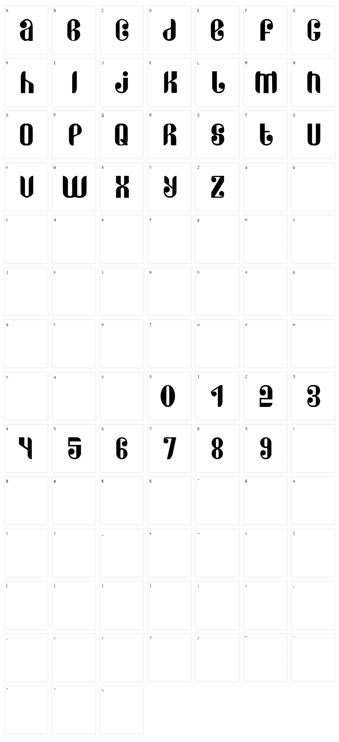 Lucindi Character Set